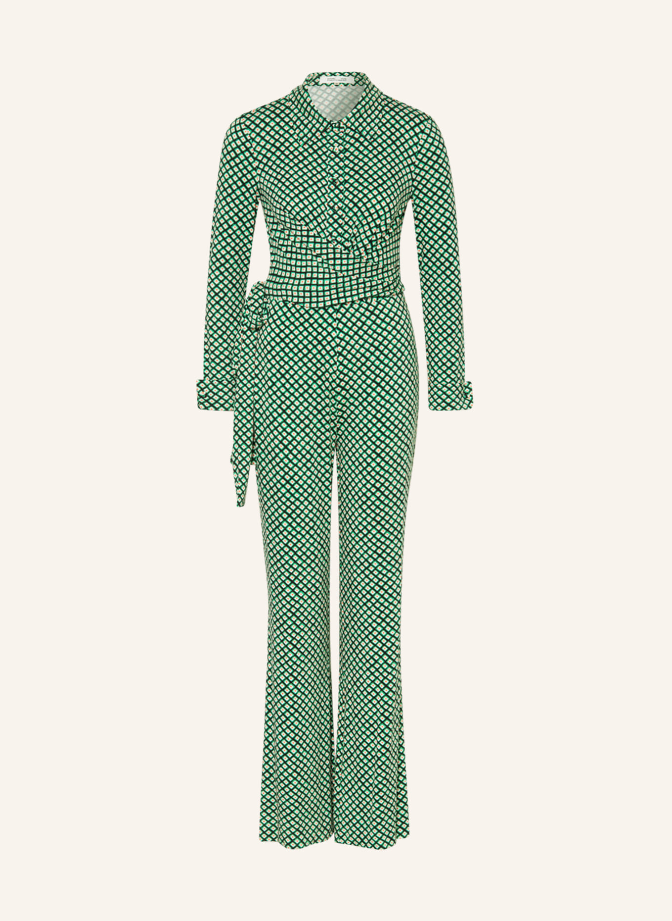DIANE VON FURSTENBERG Jersey jumpsuit MICHELE, Color: BLACK/ GREEN/ ORANGE (Image 1)
