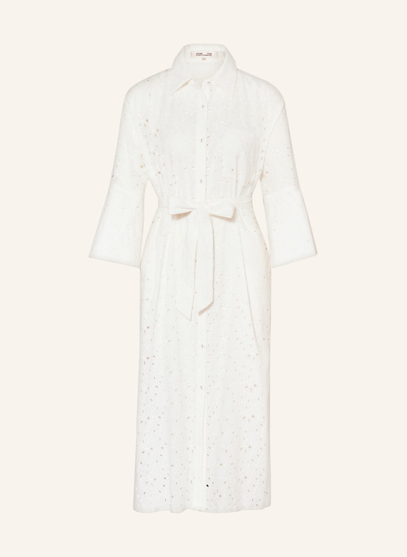 DIANE VON FURSTENBERG Shirt dress LIORA in lace with 3/4 sleeves, Color: WHITE (Image 1)