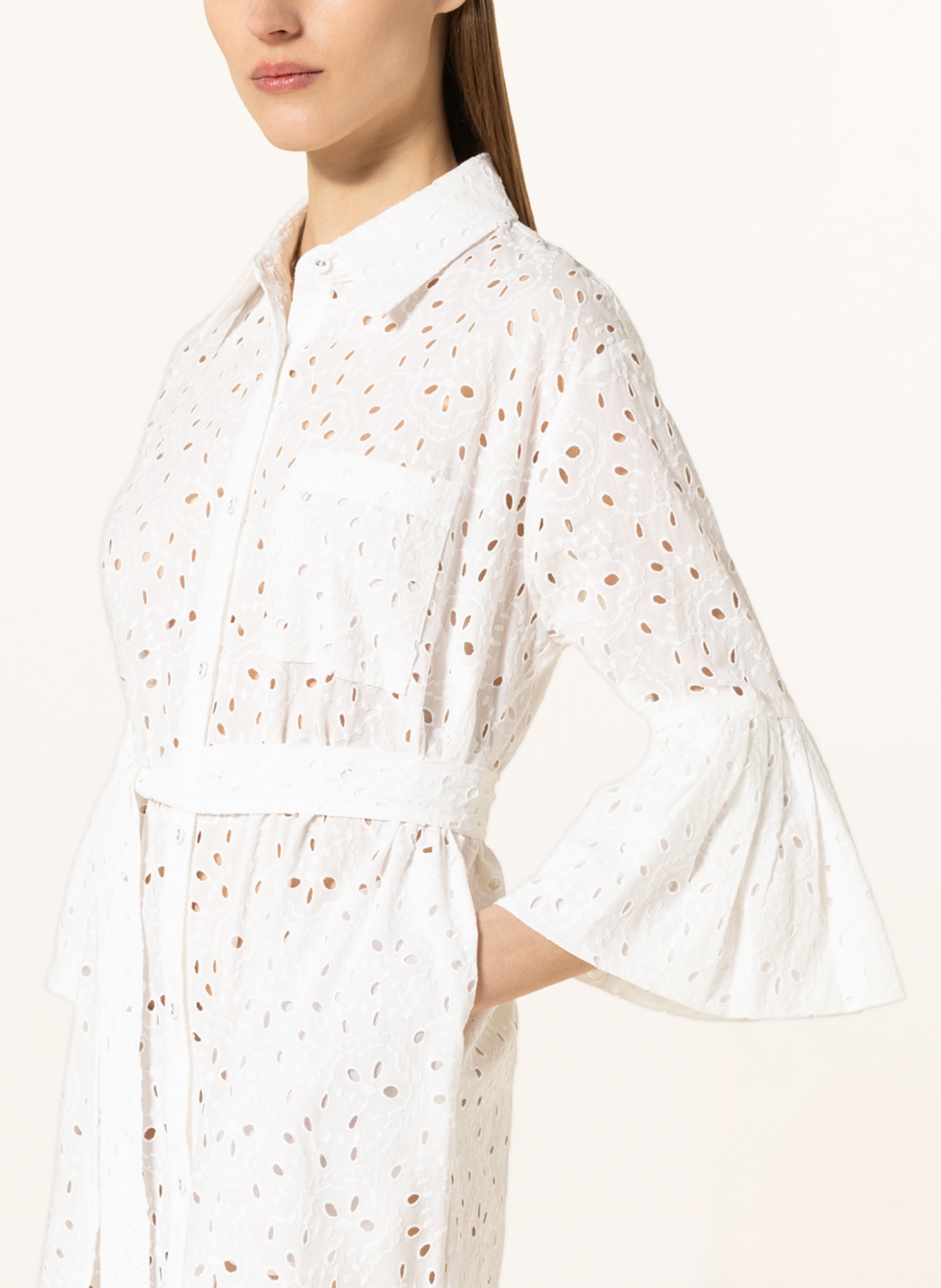 DIANE VON FURSTENBERG Shirt dress LIORA in lace with 3/4 sleeves, Color: WHITE (Image 4)