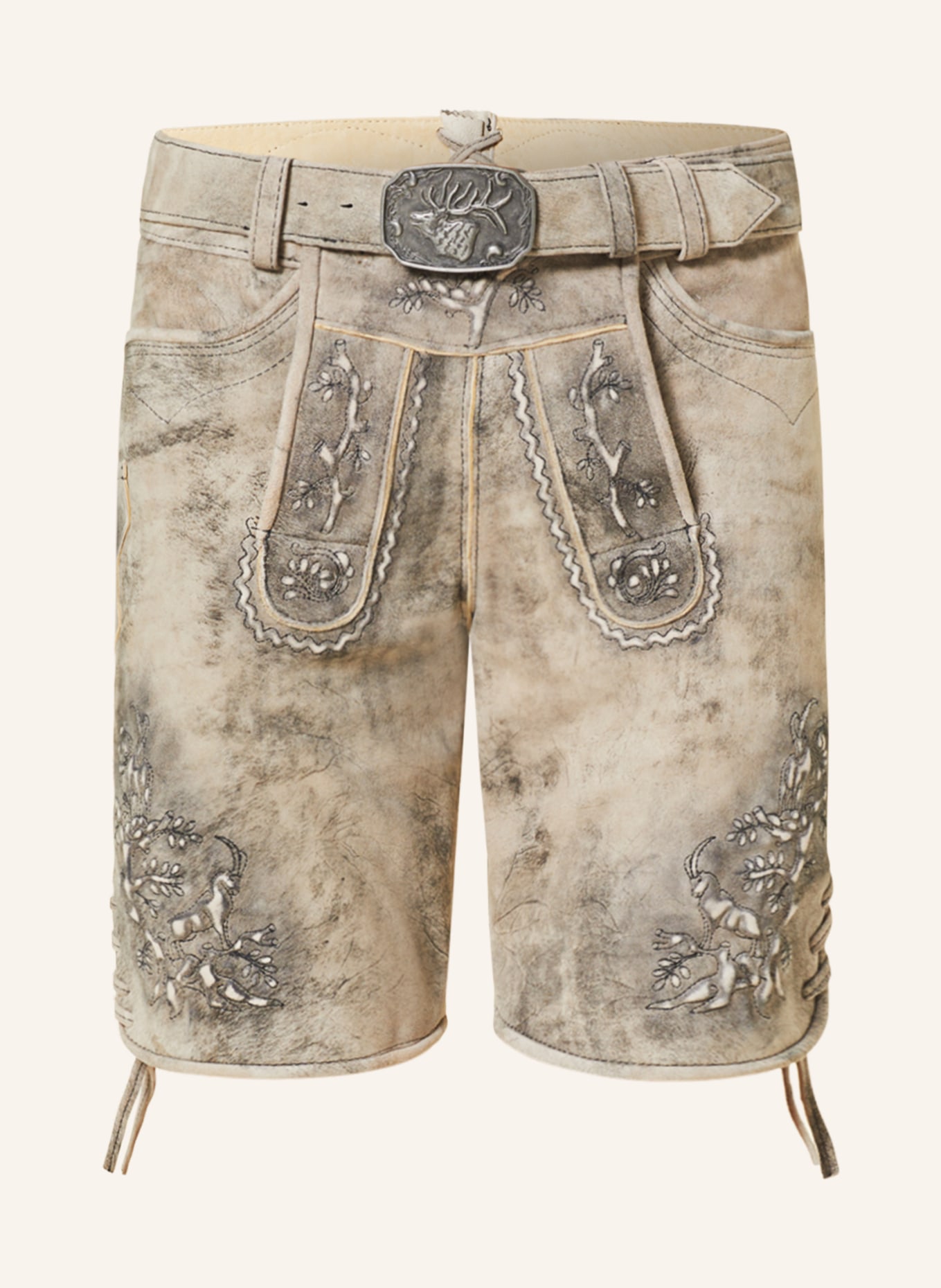 Spieth & Wensky Spodnie skórzane w stylu ludowym HERBERT, Kolor: SZARY (Obrazek 1)