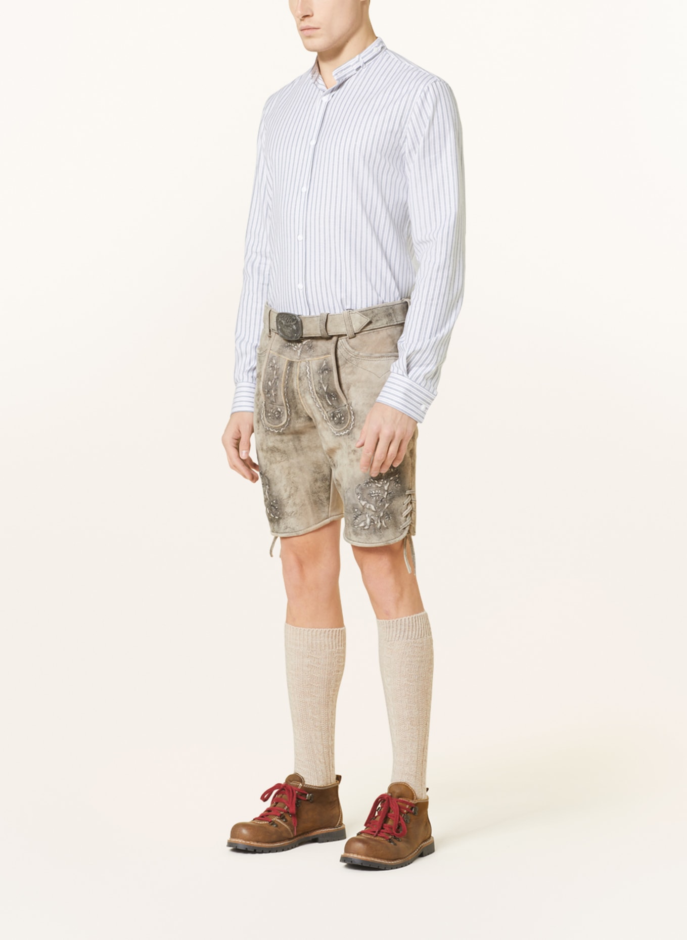 Spieth & Wensky Spodnie skórzane w stylu ludowym HERBERT, Kolor: SZARY (Obrazek 2)