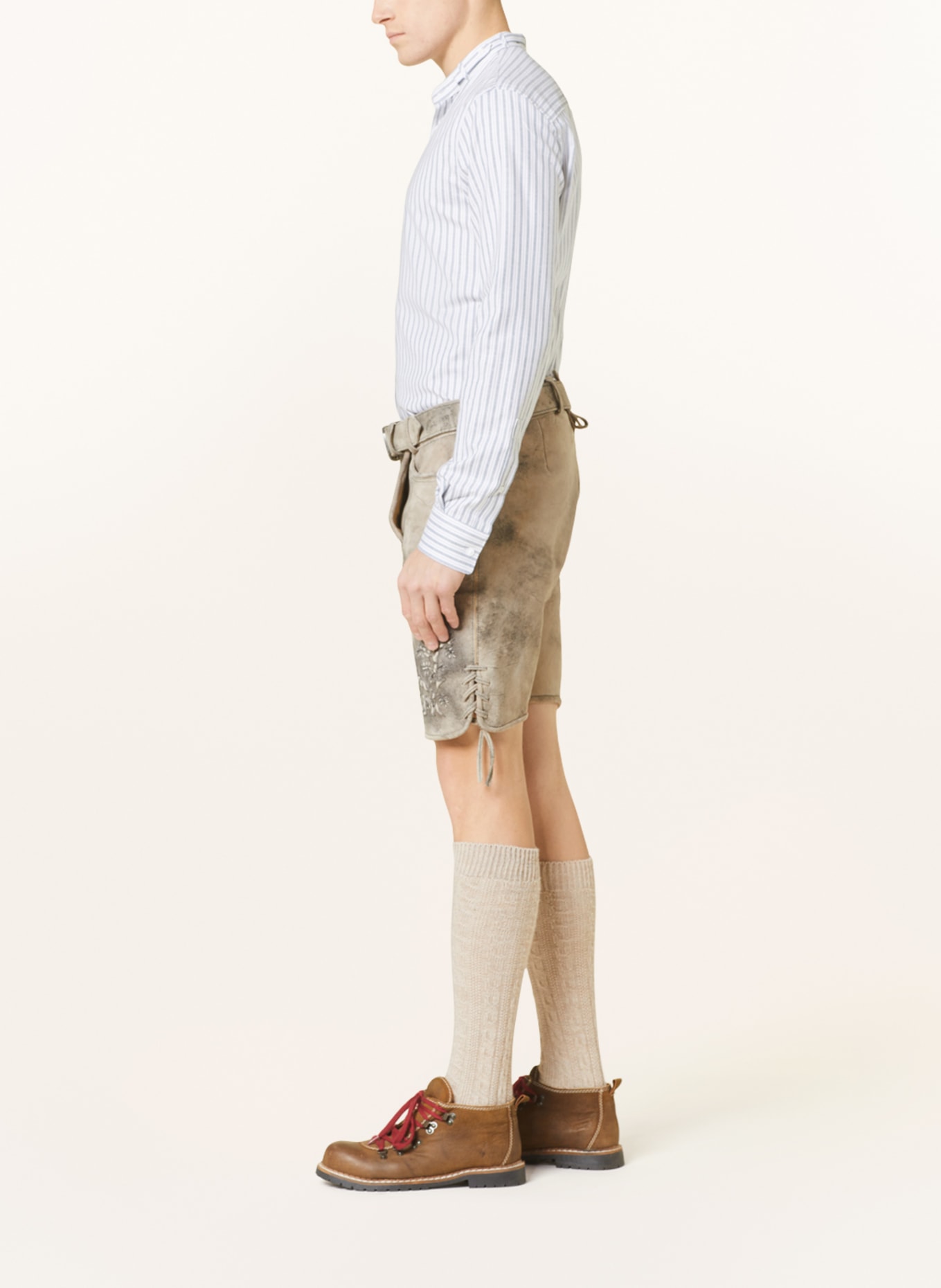 Spieth & Wensky Spodnie skórzane w stylu ludowym HERBERT, Kolor: SZARY (Obrazek 4)