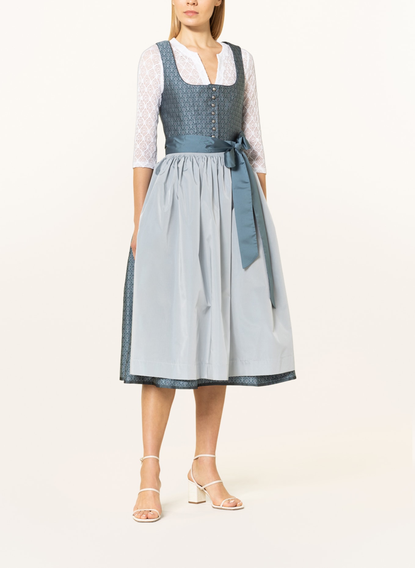 WALDORFF Dirndl blouse made of lace with 3/4 sleeves, Color: WHITE (Image 4)