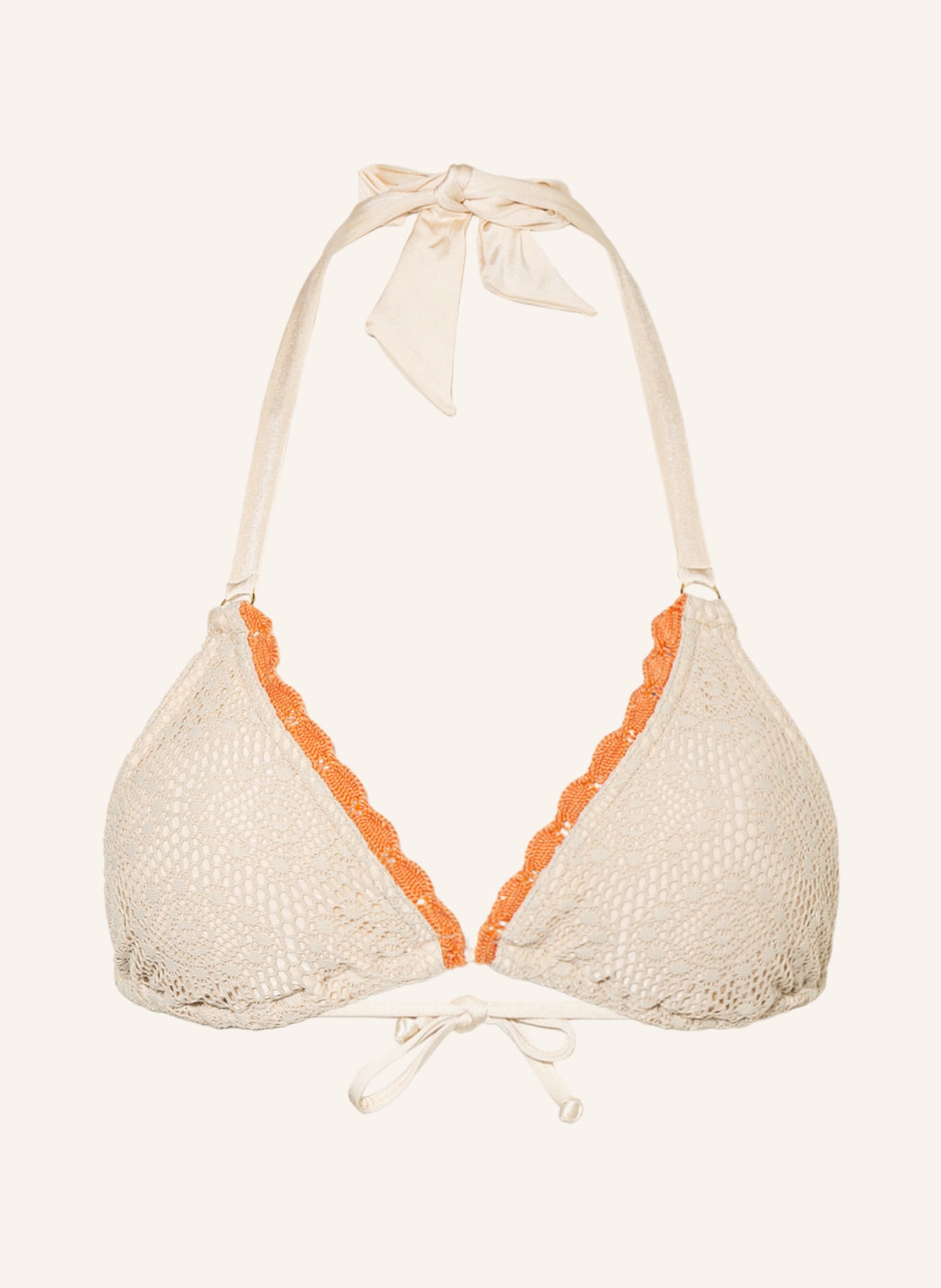 BANANA MOON COUTURE Triangle bikini top CROCHET LUA, Color: CREAM (Image 1)