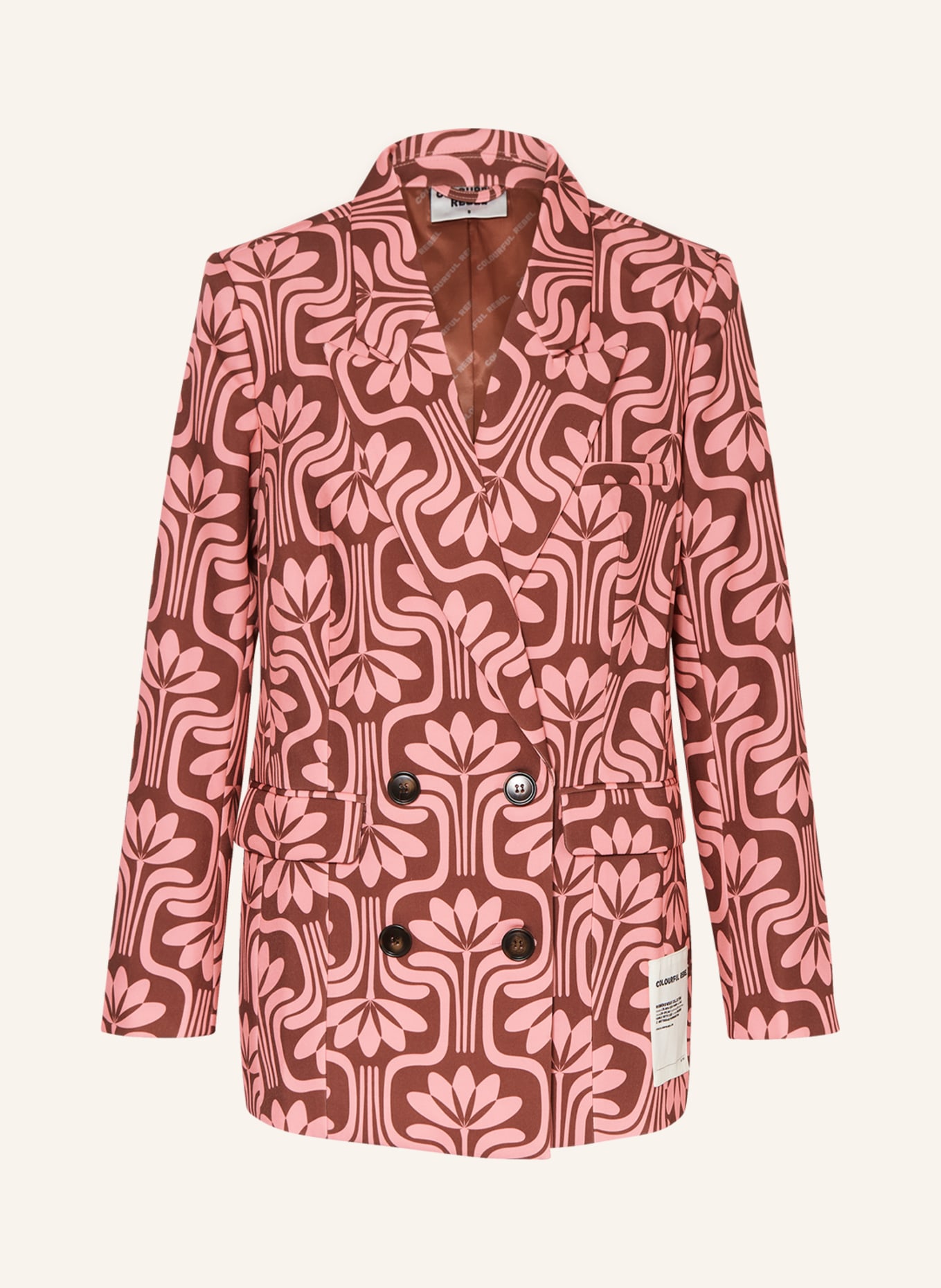COLOURFUL REBEL Oversized blazer RIKKI, Color: BROWN/ DUSKY PINK (Image 1)