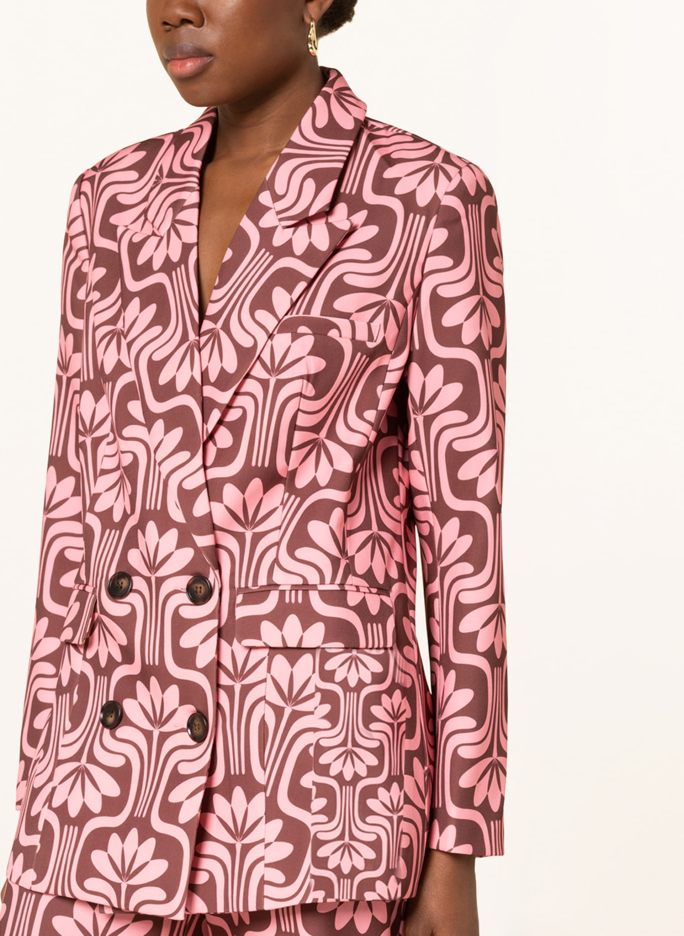COLOURFUL REBEL Oversized blazer RIKKI, Color: BROWN/ DUSKY PINK (Image 4)