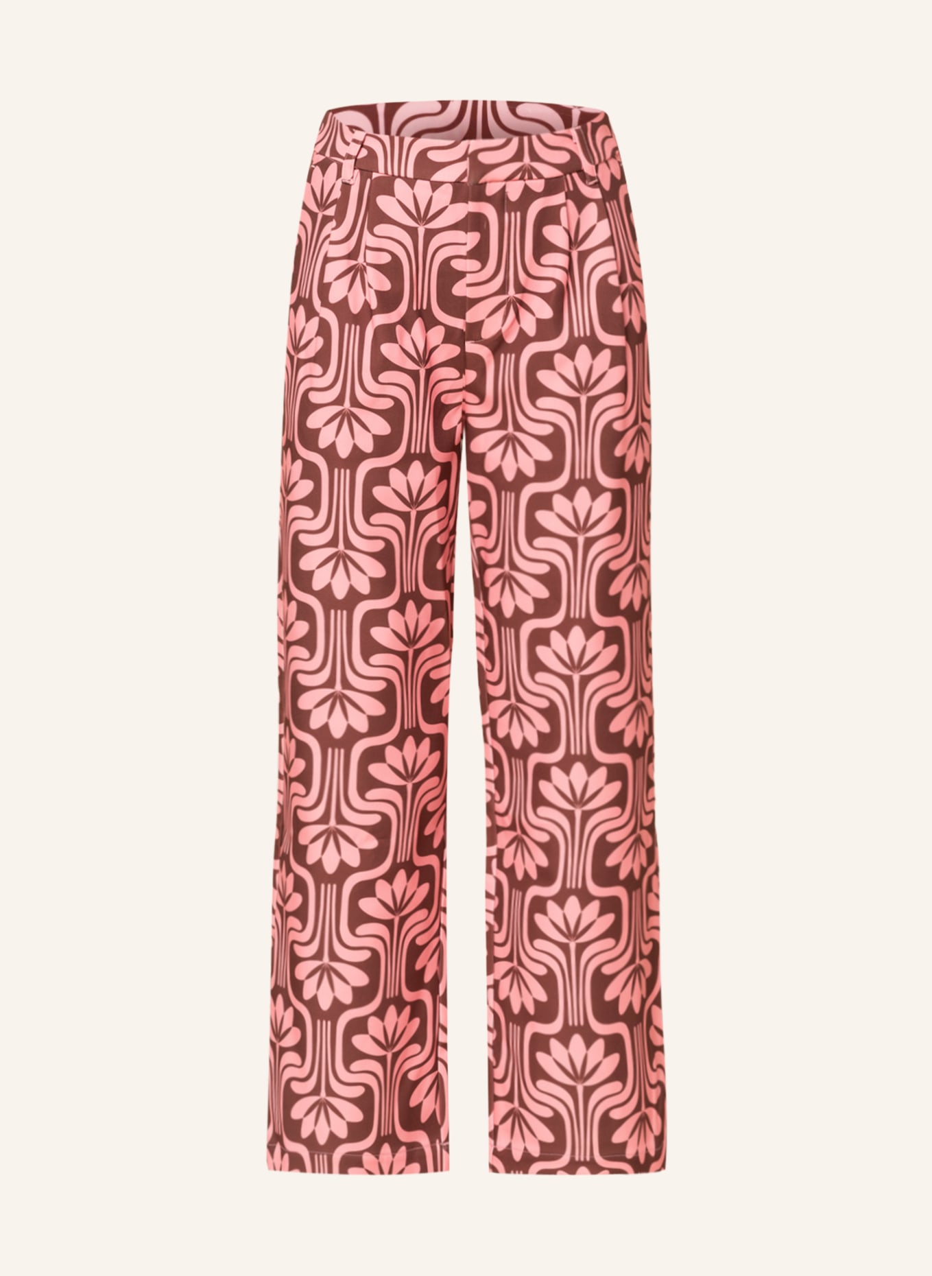 COLOURFUL REBEL Wide leg trousers, Color: BROWN/ DUSKY PINK (Image 1)