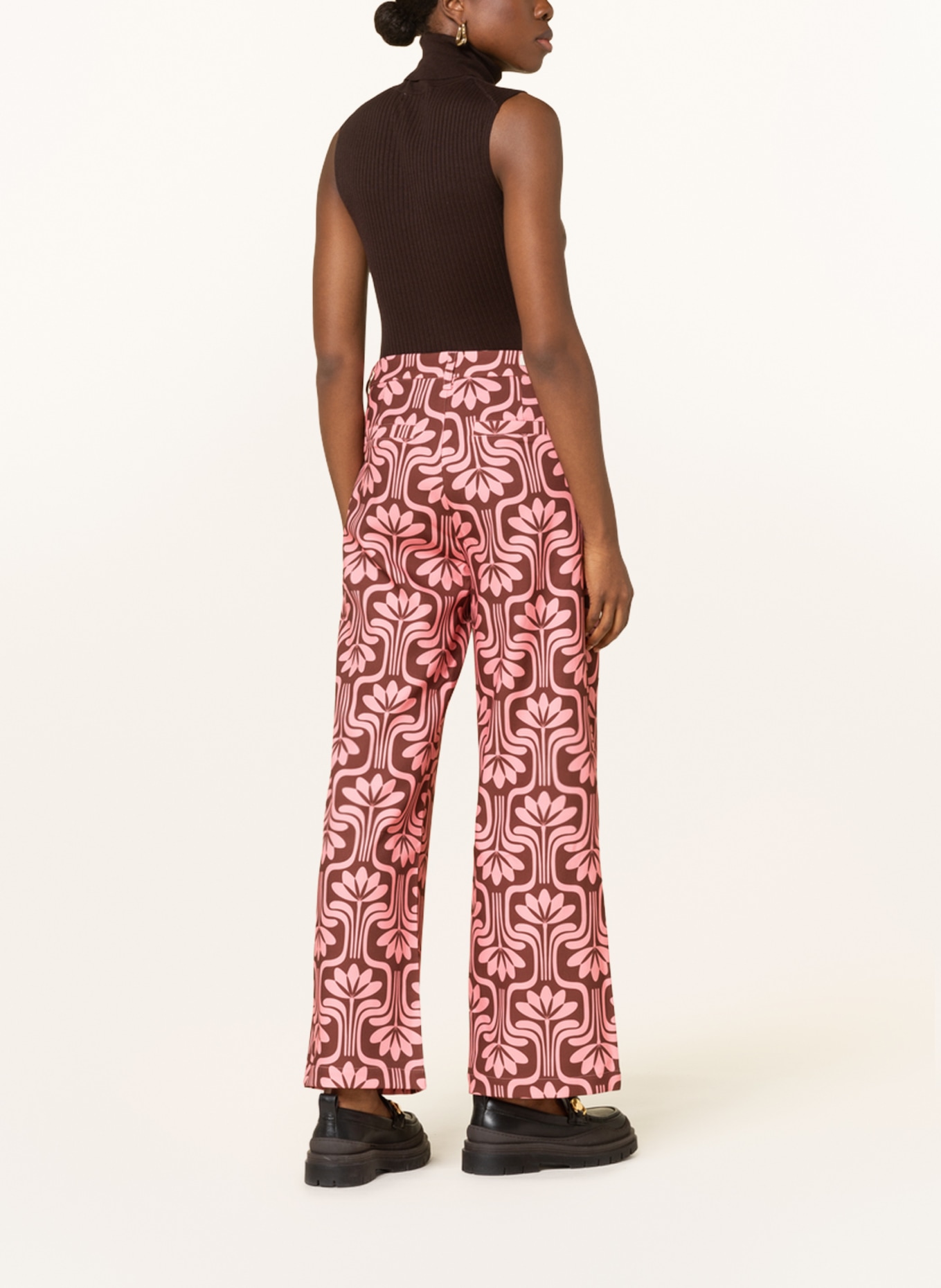 COLOURFUL REBEL Wide leg trousers, Color: BROWN/ DUSKY PINK (Image 3)