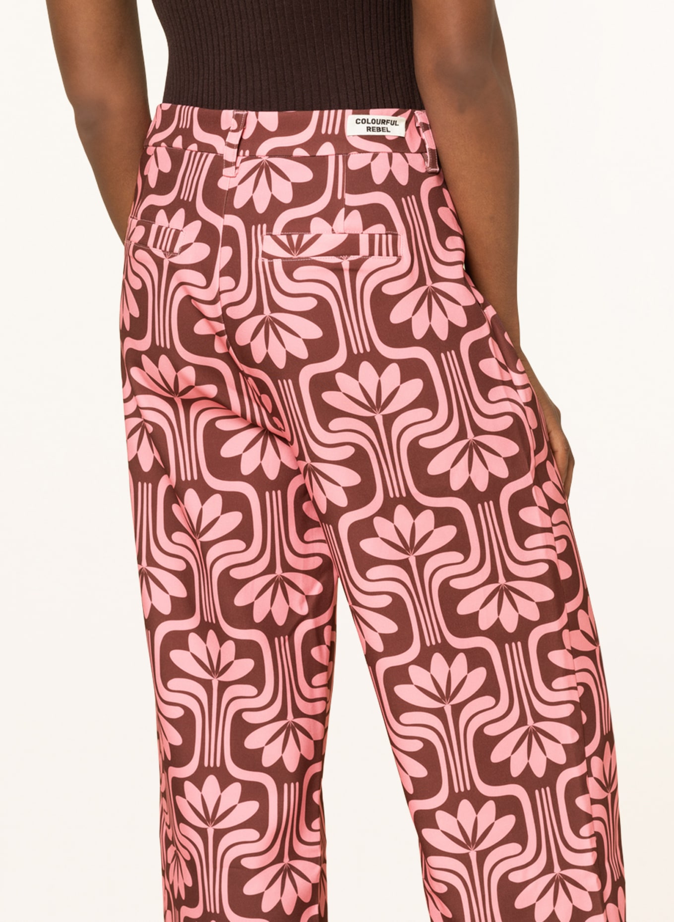 COLOURFUL REBEL Wide leg trousers, Color: BROWN/ DUSKY PINK (Image 5)