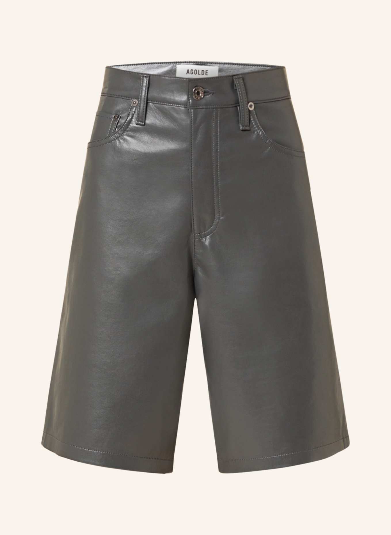 AGOLDE Leather shorts, Color: DARK GRAY (Image 1)
