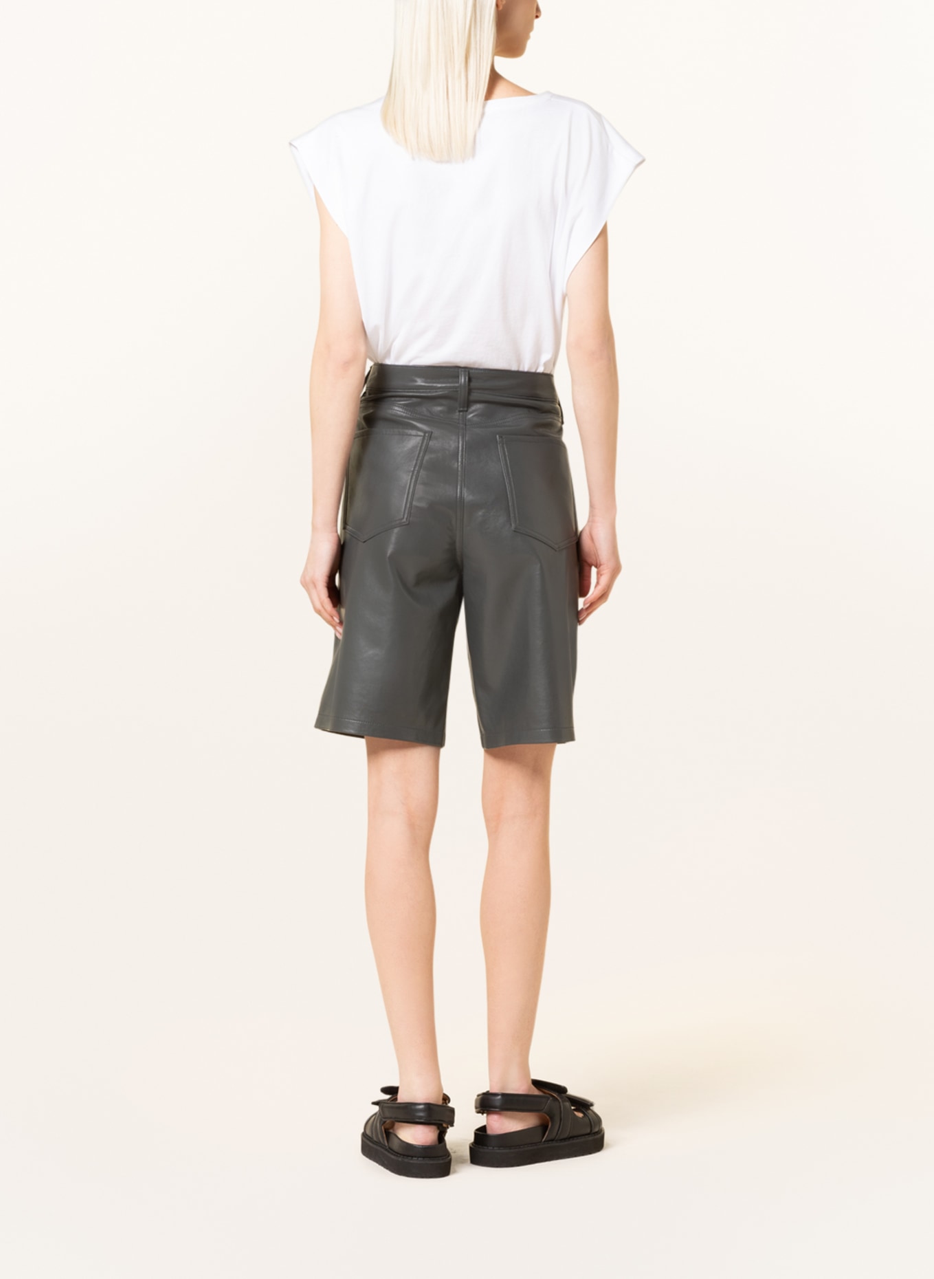 AGOLDE Leather shorts, Color: DARK GRAY (Image 3)