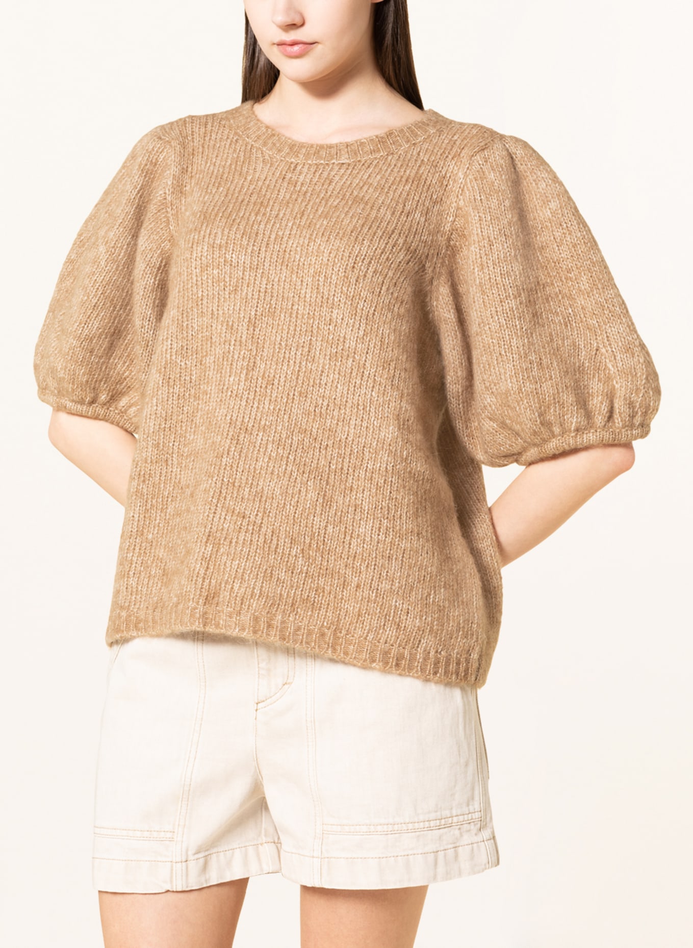 Skall Studio Short sleeve sweater VERA with alpaca, Color: CAMEL (Image 4)