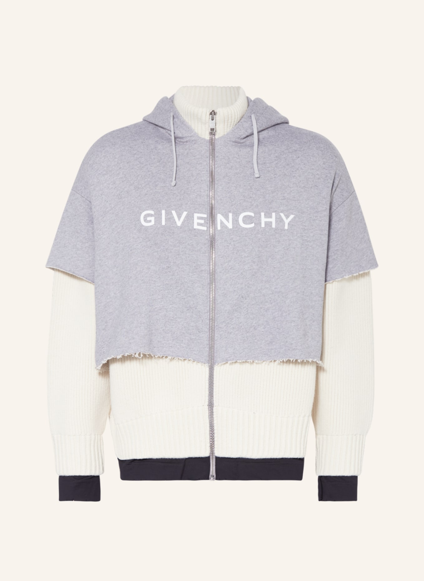 GIVENCHY Sweat jacket in mixed materials, Color: CREAM/ GRAY (Image 1)