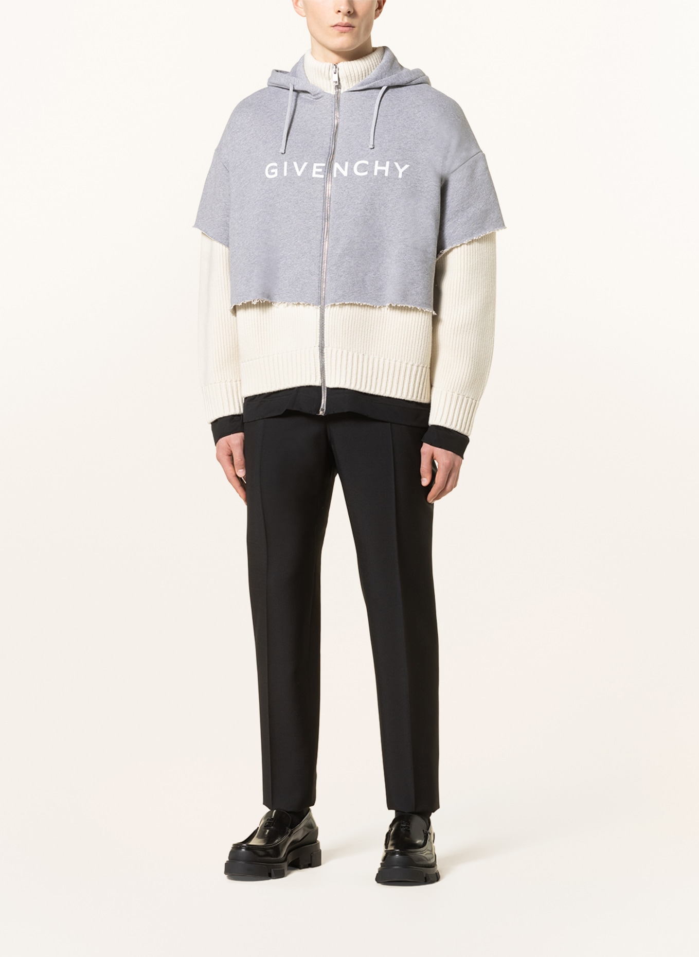 GIVENCHY Sweat jacket in mixed materials, Color: CREAM/ GRAY (Image 2)