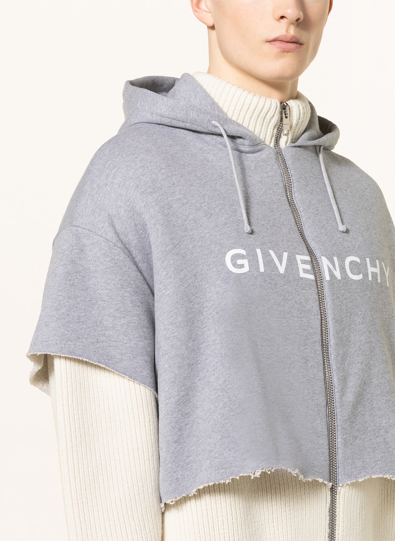 GIVENCHY Sweat jacket in mixed materials, Color: CREAM/ GRAY (Image 5)