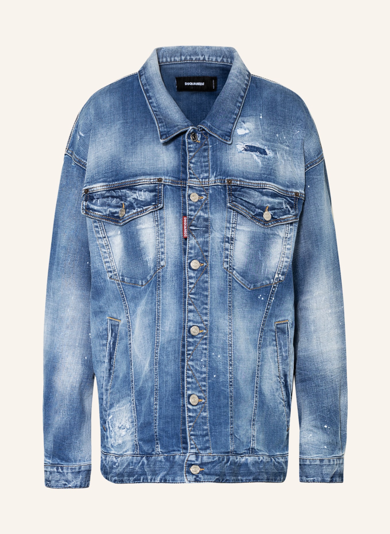 DSQUARED2 Kurtka jeansowa oversize ICON SUNSET, Kolor: 470 BLUE NAVY (Obrazek 1)