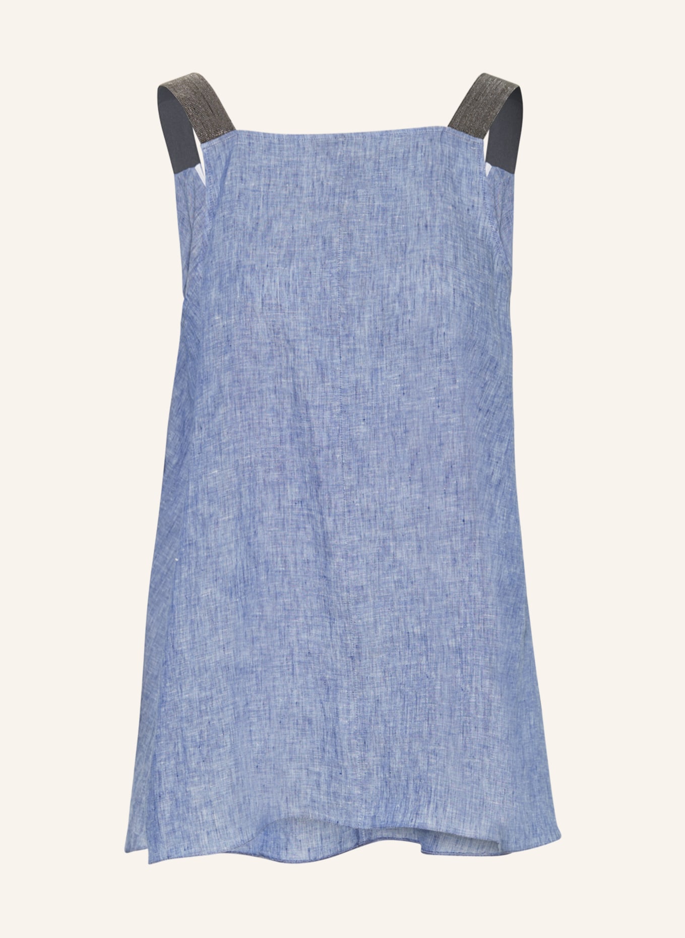 FABIANA FILIPPI Linen top with decorative beads, Color: BLUE GRAY (Image 1)