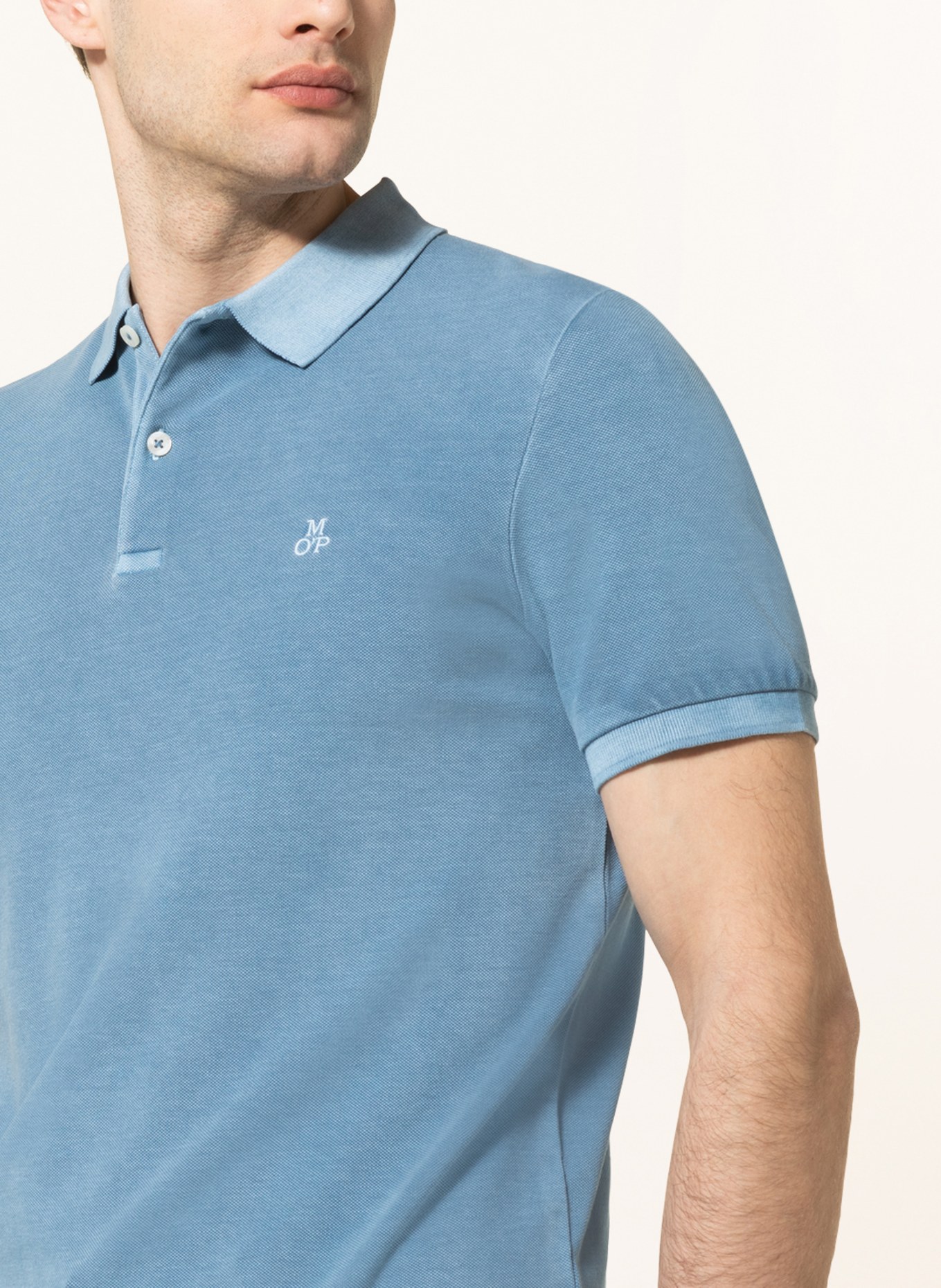 Marc O'Polo Piqué polo shirt shaped fit, Color: LIGHT BLUE (Image 4)