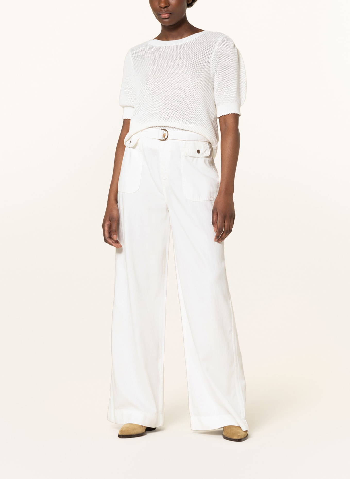 summum woman Wide leg trousers, Color: WHITE (Image 2)