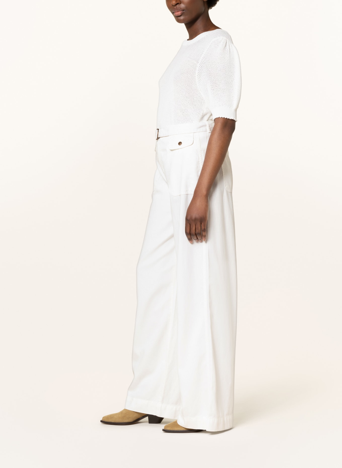 summum woman Wide leg trousers, Color: WHITE (Image 4)