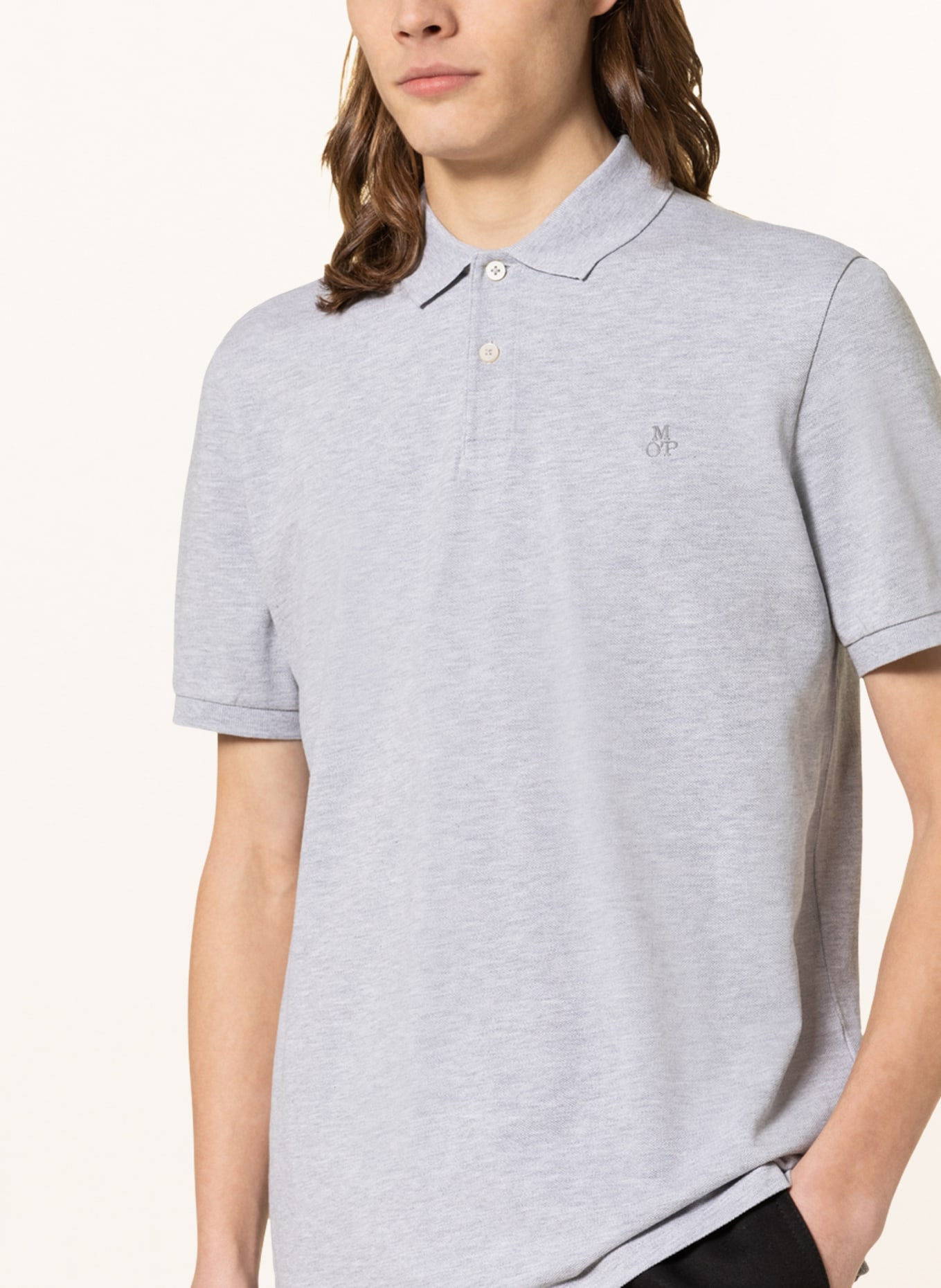 Marc O'Polo Piqué polo shirt regular fit, Color: LIGHT GRAY (Image 4)