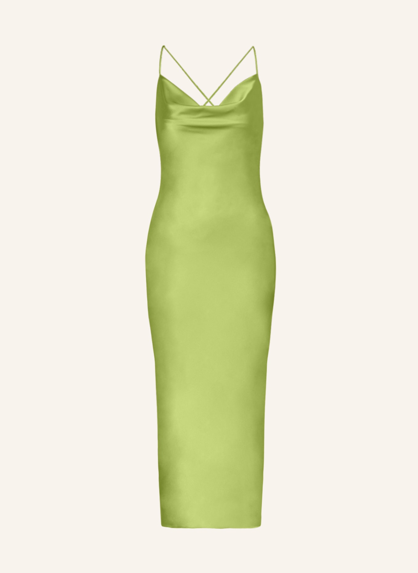 unique Cocktail dress made of satin, Color: GREEN (Image 1)