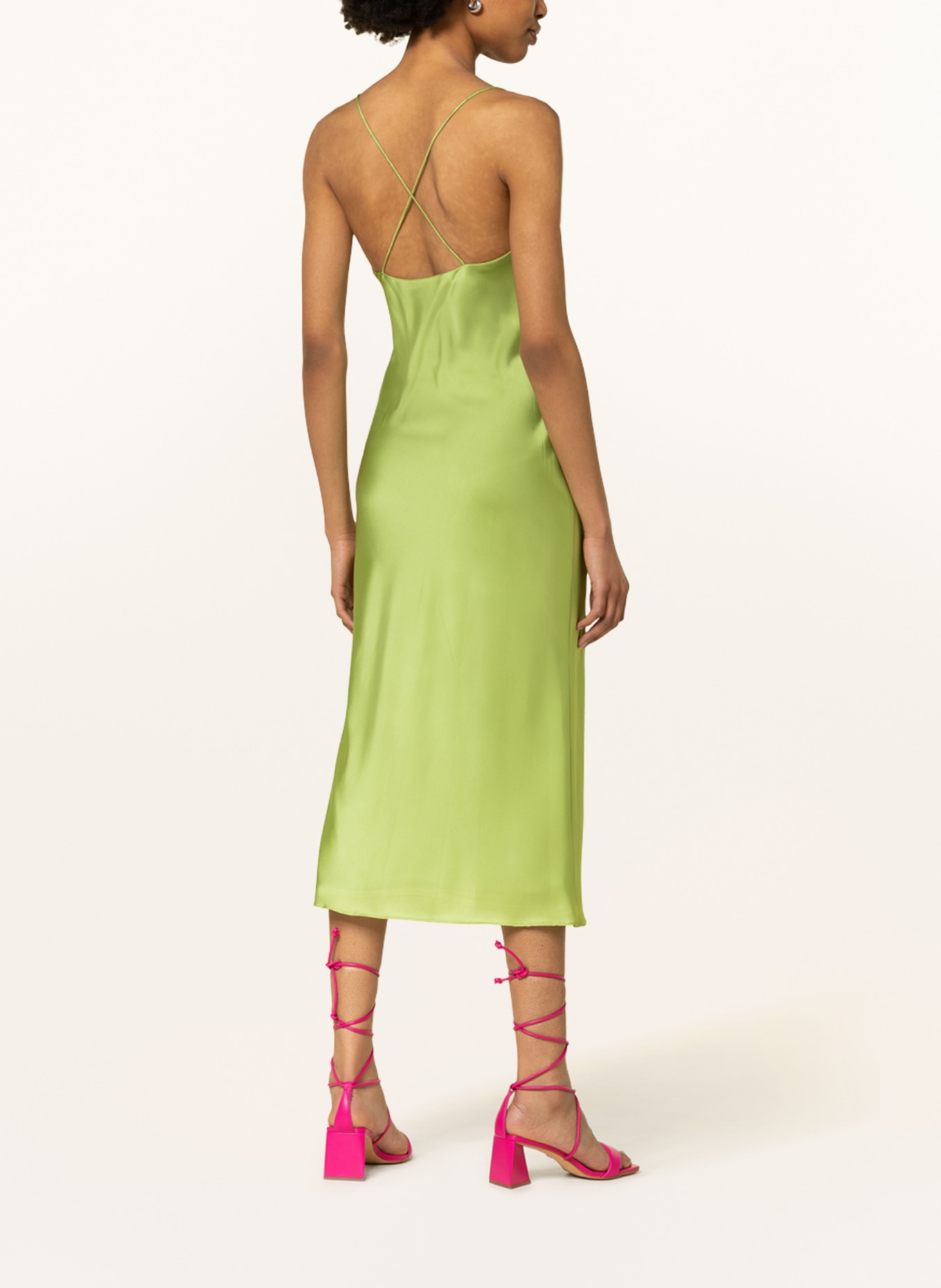 unique Cocktail dress made of satin, Color: GREEN (Image 3)