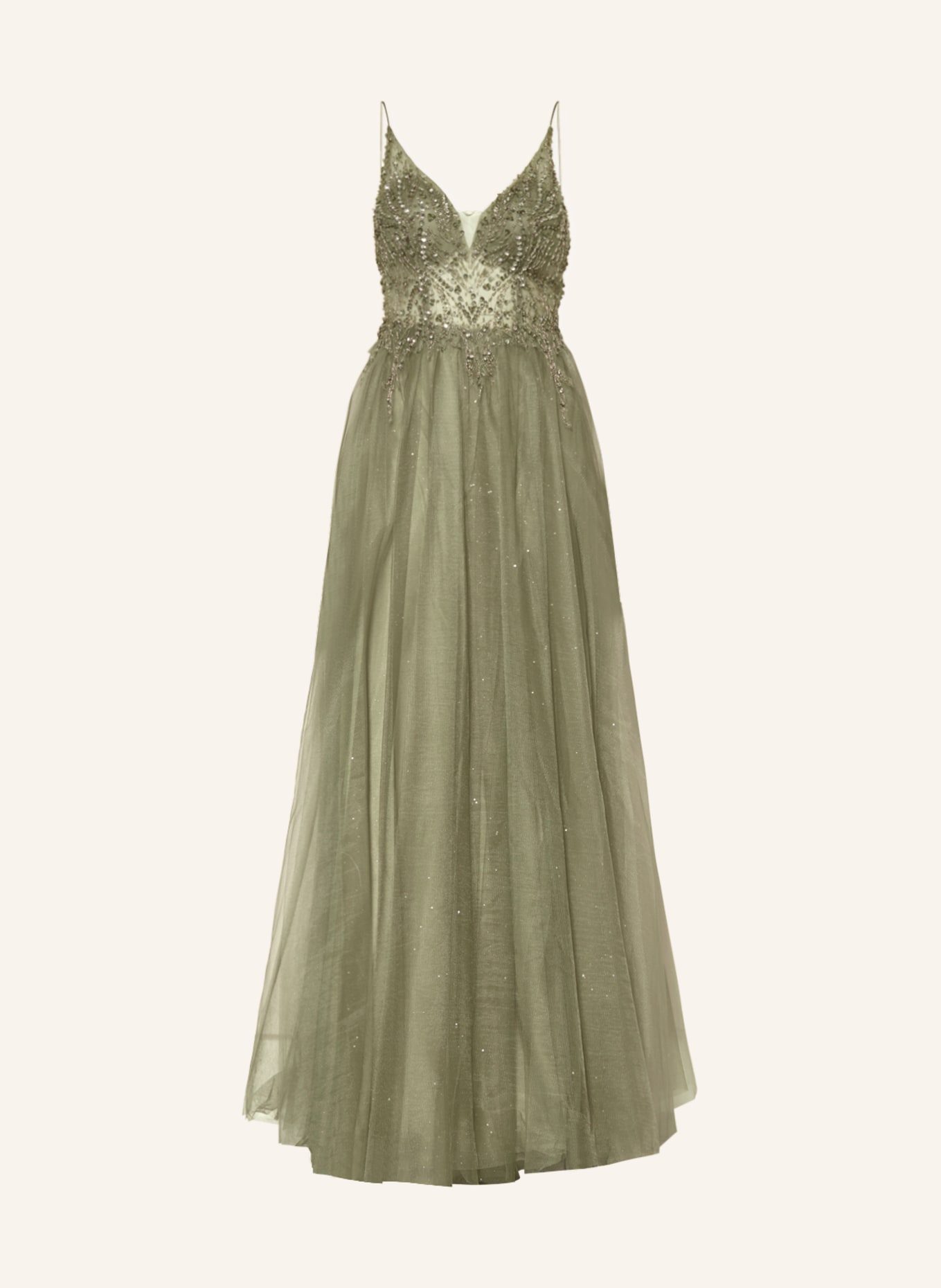 unique Evening dress with decorative gems, Color: DARK GREEN (Image 1)