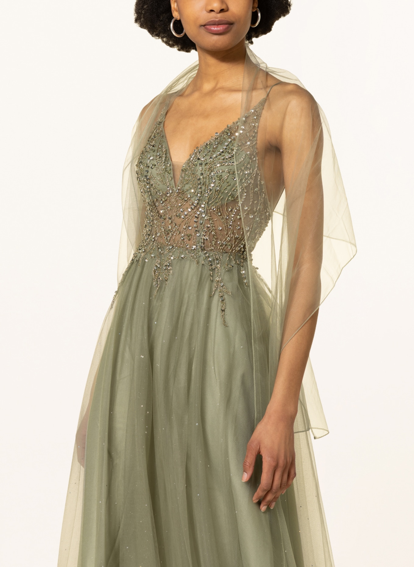 unique Evening dress with decorative gems, Color: DARK GREEN (Image 4)