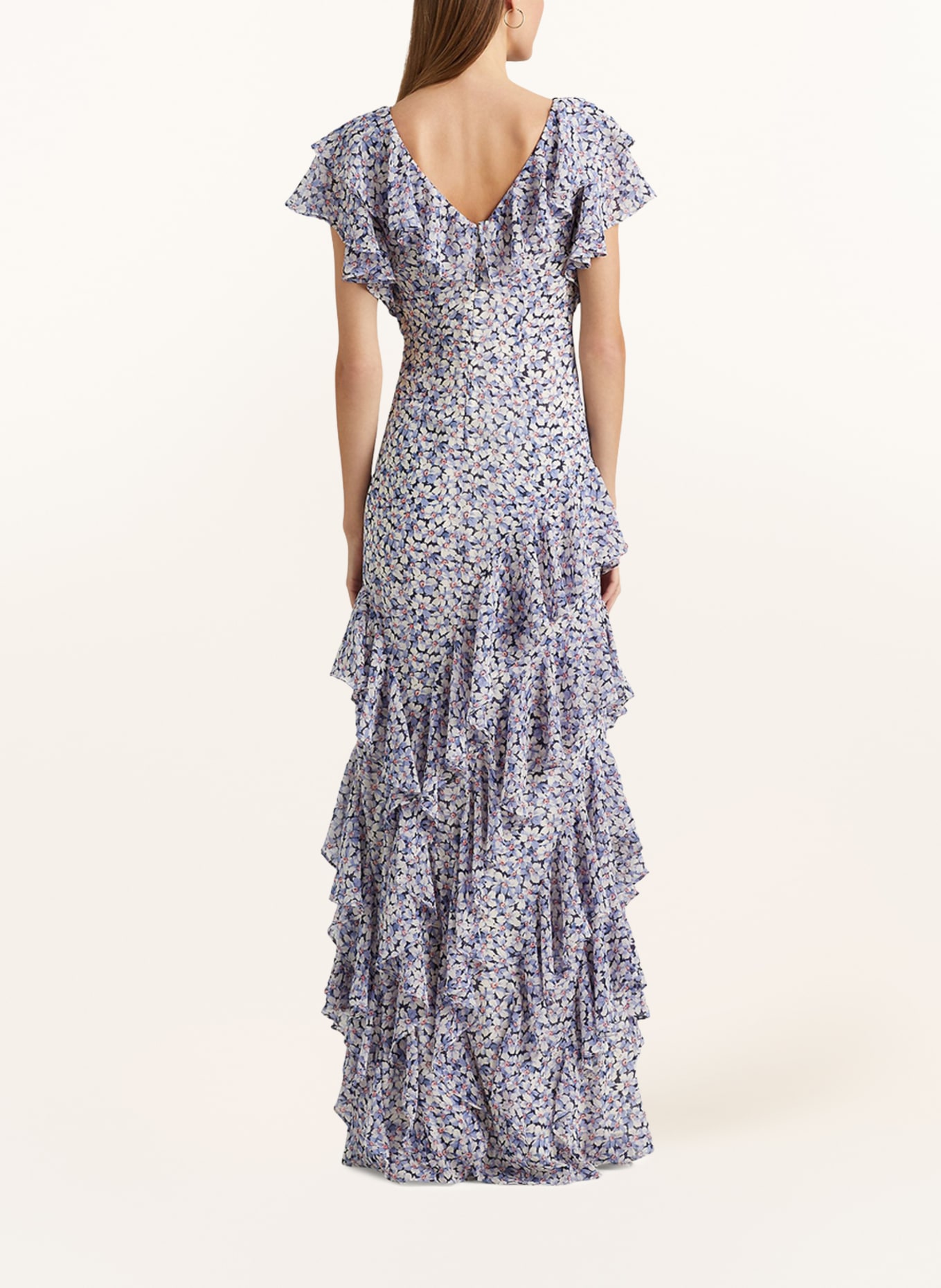 LAUREN RALPH LAUREN Evening dress BRAHIMA with frills, Color: WHITE/ BLUE/ LIGHT BLUE (Image 3)