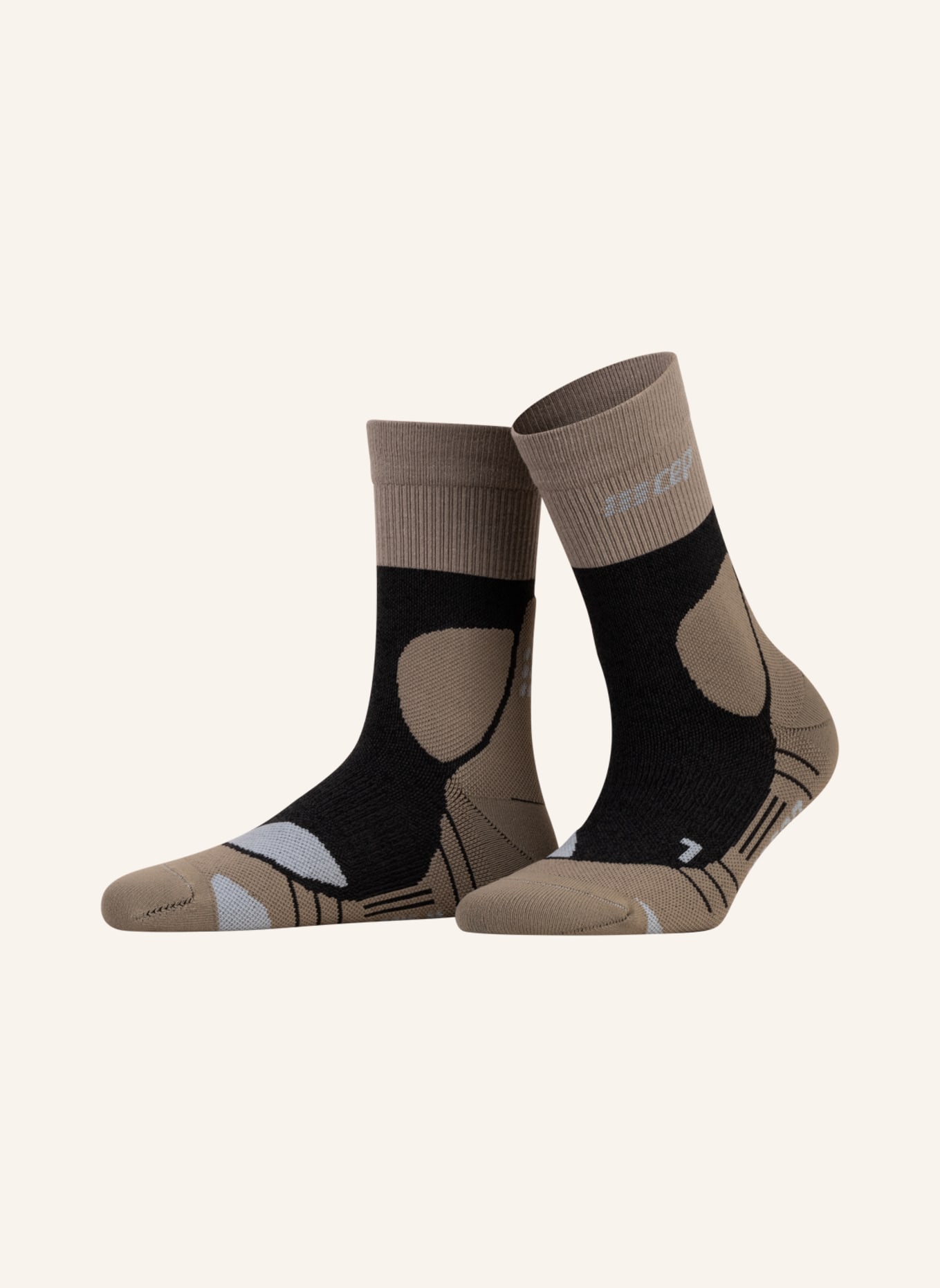 cep Trekking socks MERINO COMPRESSION - MID CUT, Color: BEIGE/ LIGHT GRAY (Image 1)