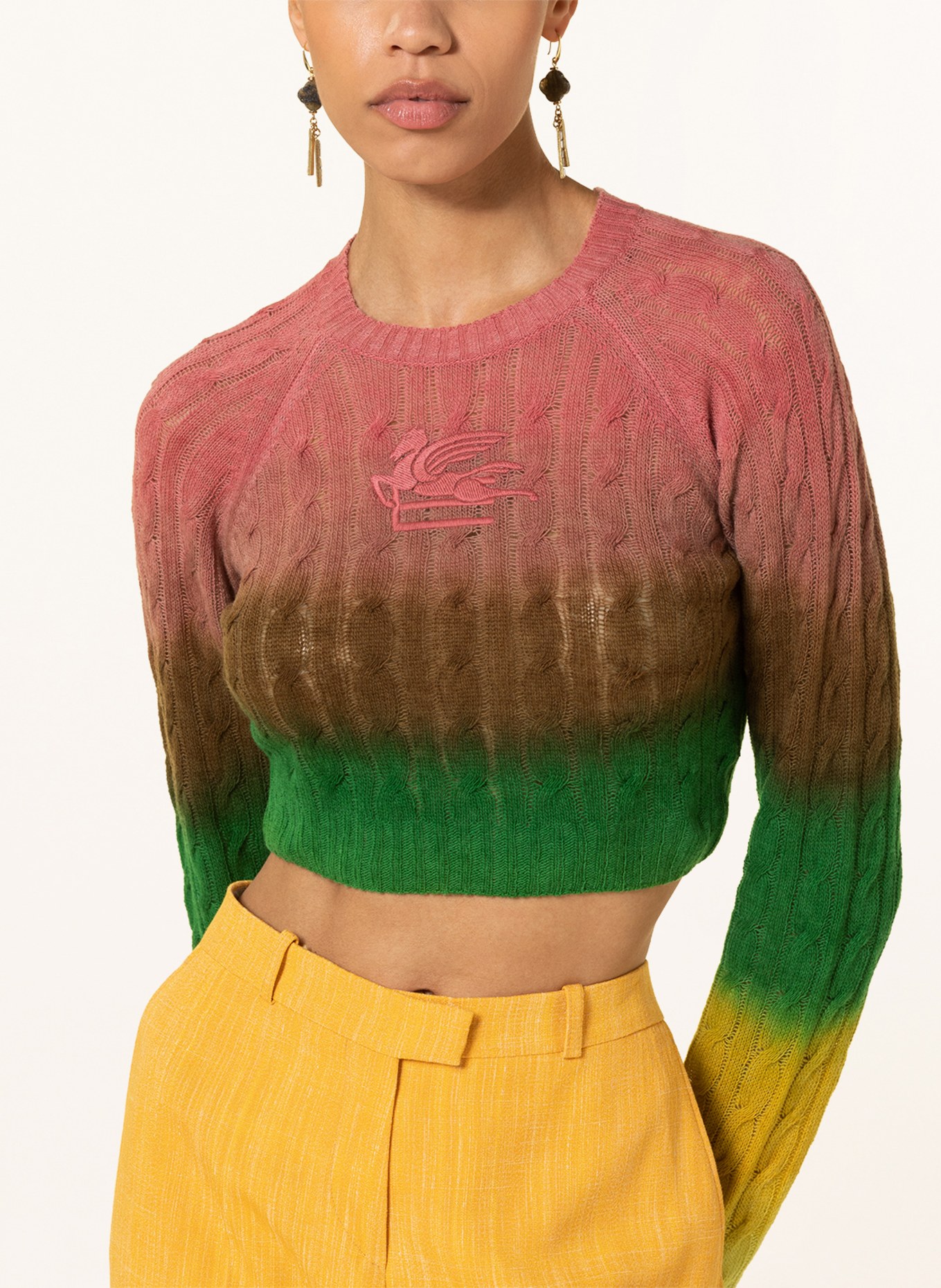 ETRO Cropped-Pullover, Farbe: ROSÉ/ BRAUN/ GRÜN (Bild 4)