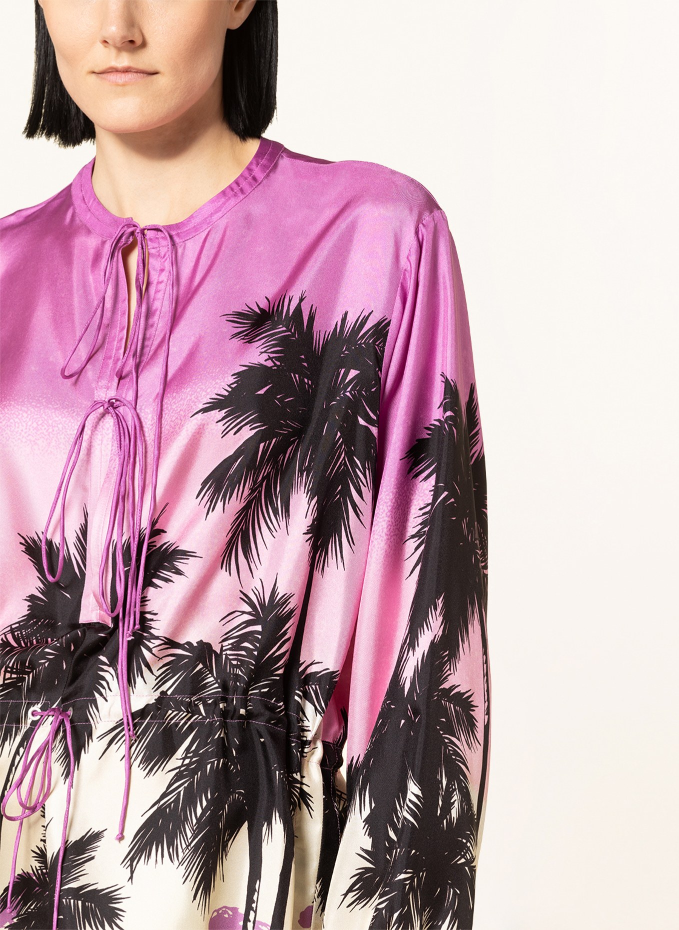 Palm Angels Silk dress, Color: PINK/ BLACK/ LIGHT YELLOW (Image 4)