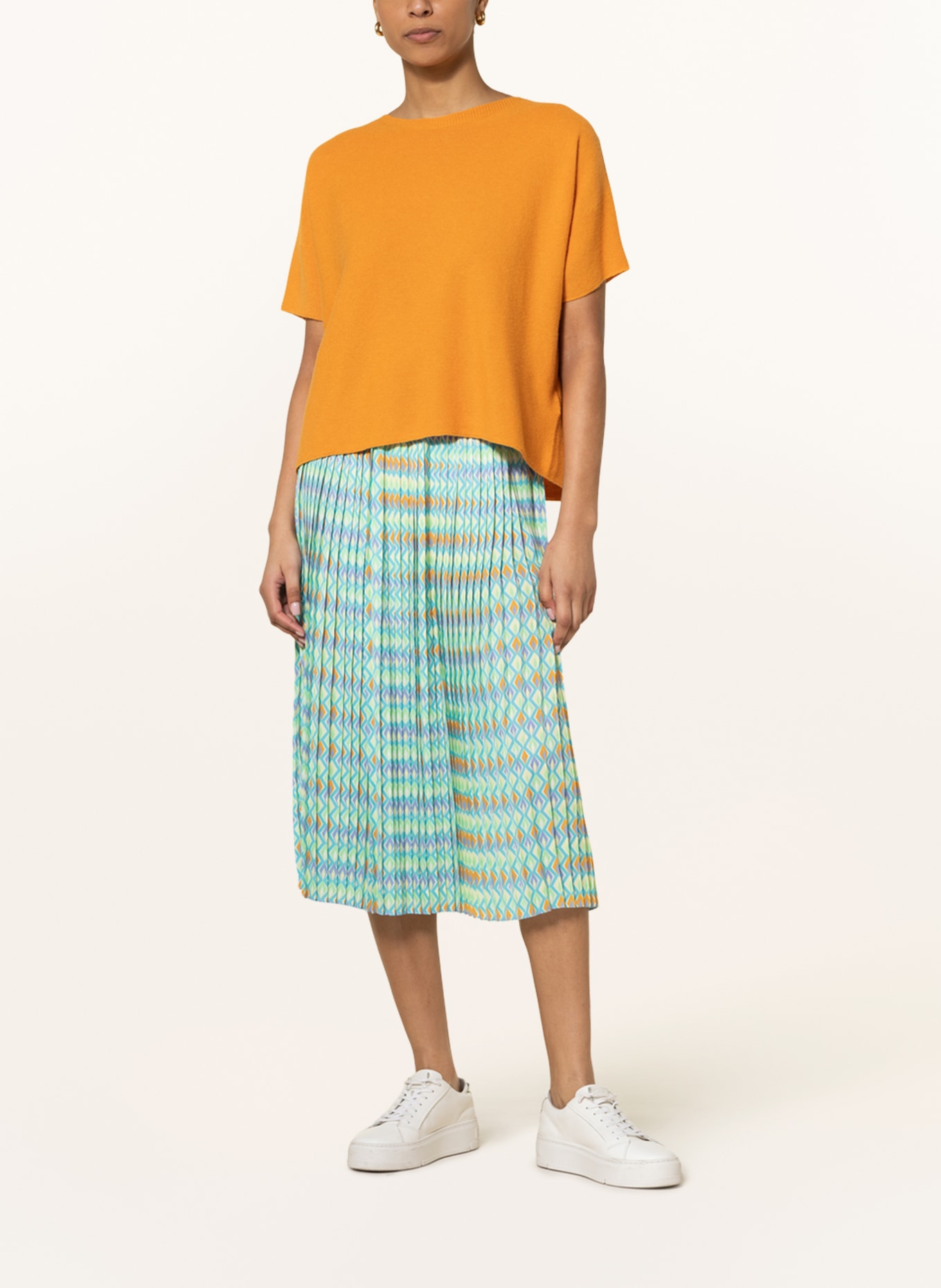 rich&royal Pleated skirt, Color: CREAM/ TURQUOISE/ LIGHT GREEN (Image 2)
