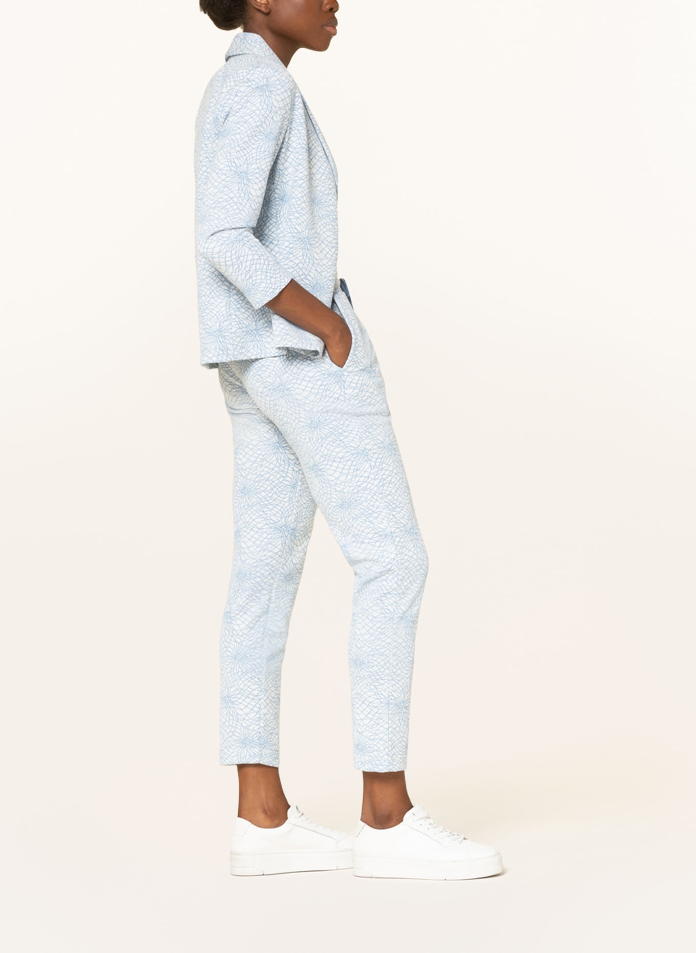 rich&royal Knit trousers in jogger style, Color: CREAM/ LIGHT BLUE/ SILVER (Image 4)