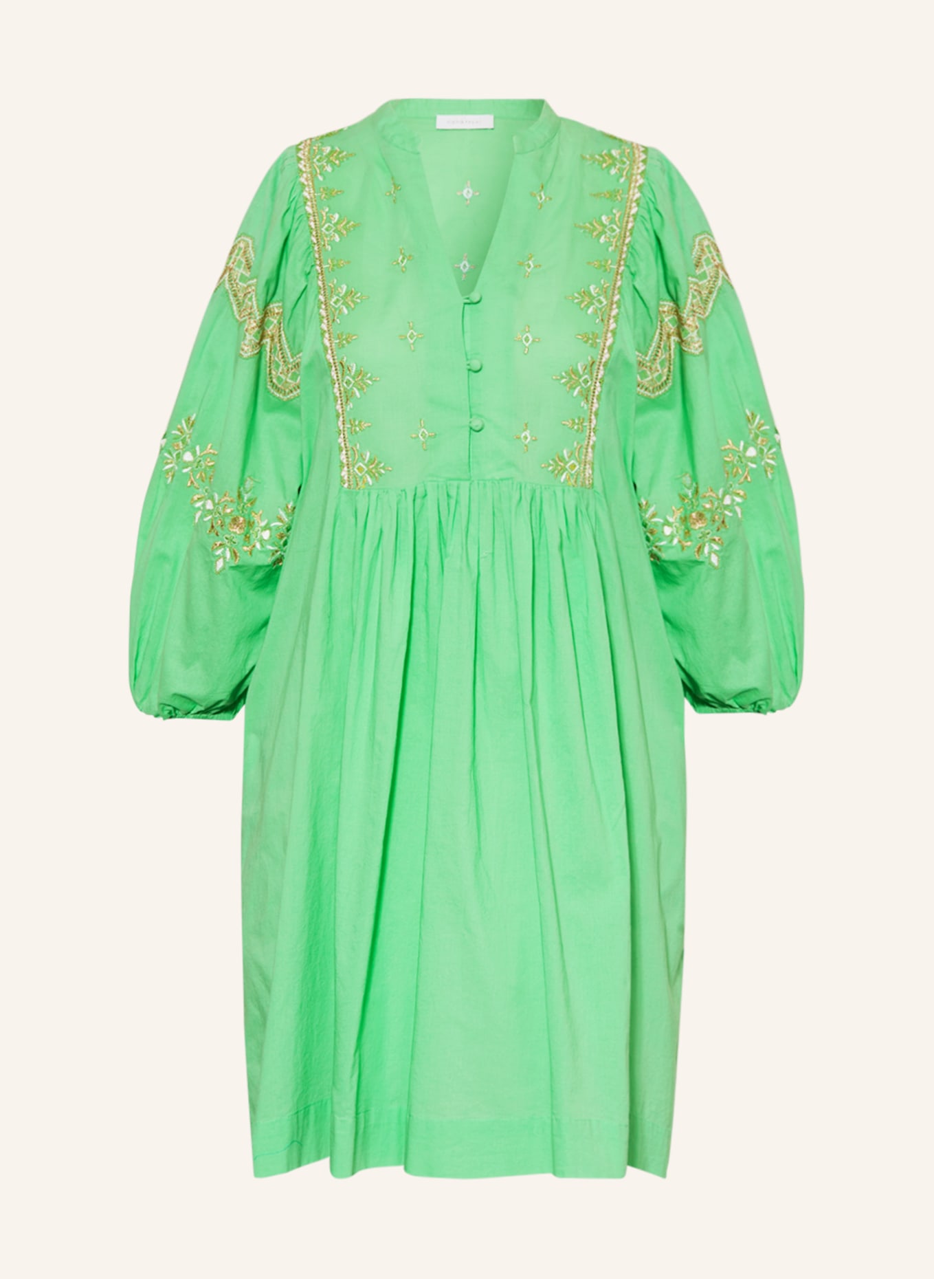rich&royal Dress with 3/4 sleeves, Color: LIGHT GREEN (Image 1)