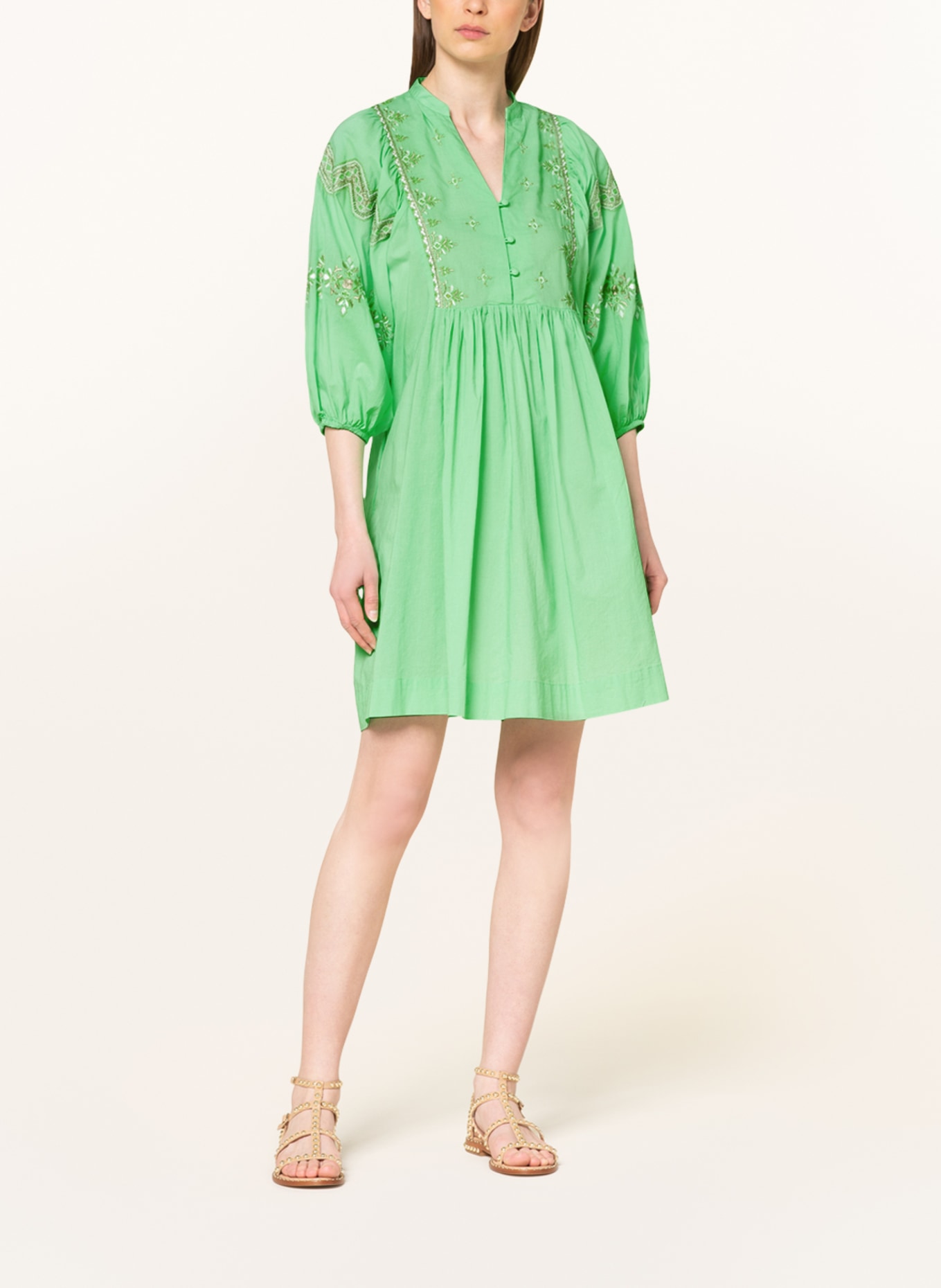 rich&royal Dress with 3/4 sleeves, Color: LIGHT GREEN (Image 2)
