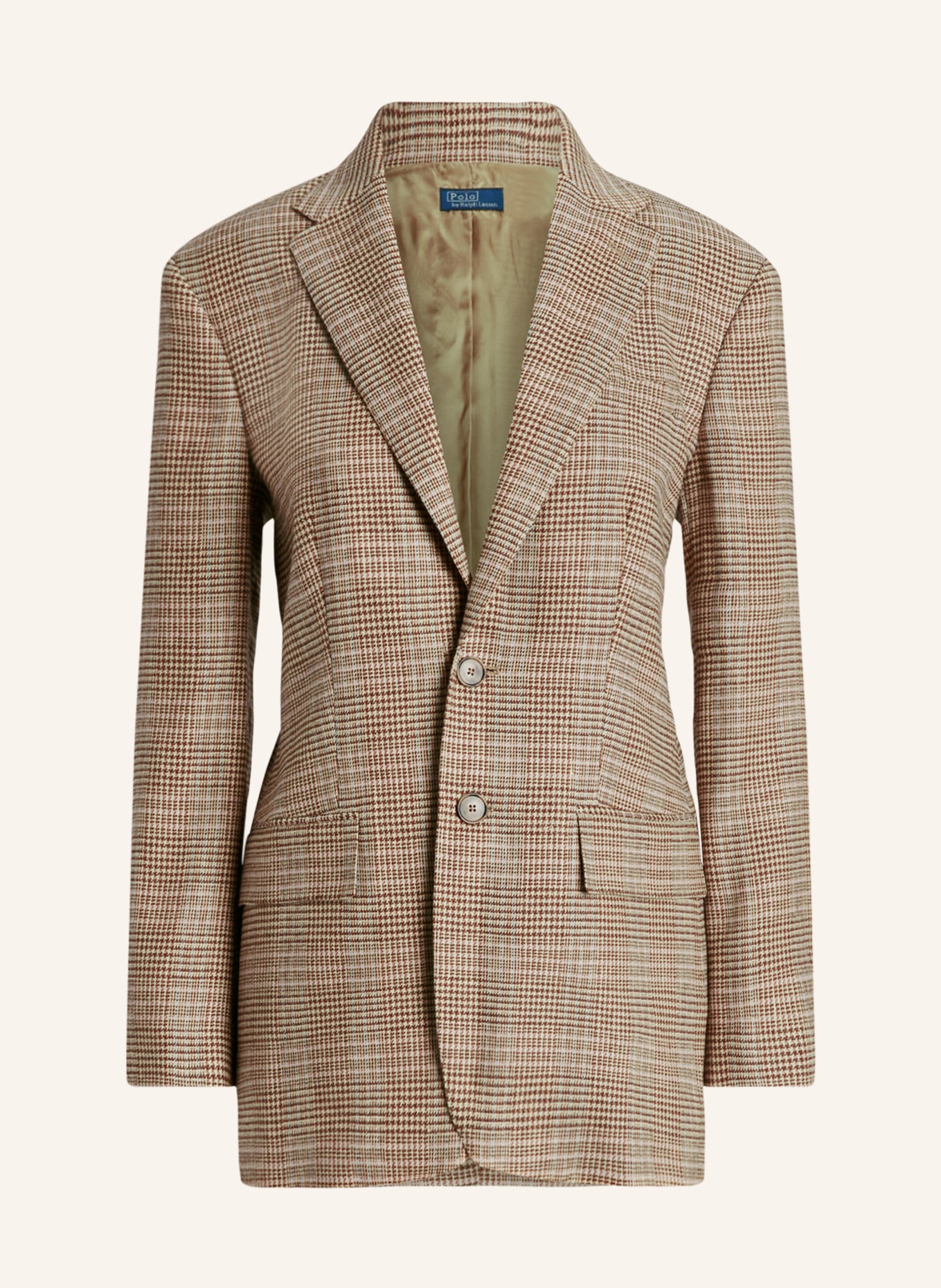 POLO RALPH LAUREN Blazer with linen, Color: DARK BROWN/ BEIGE (Image 1)