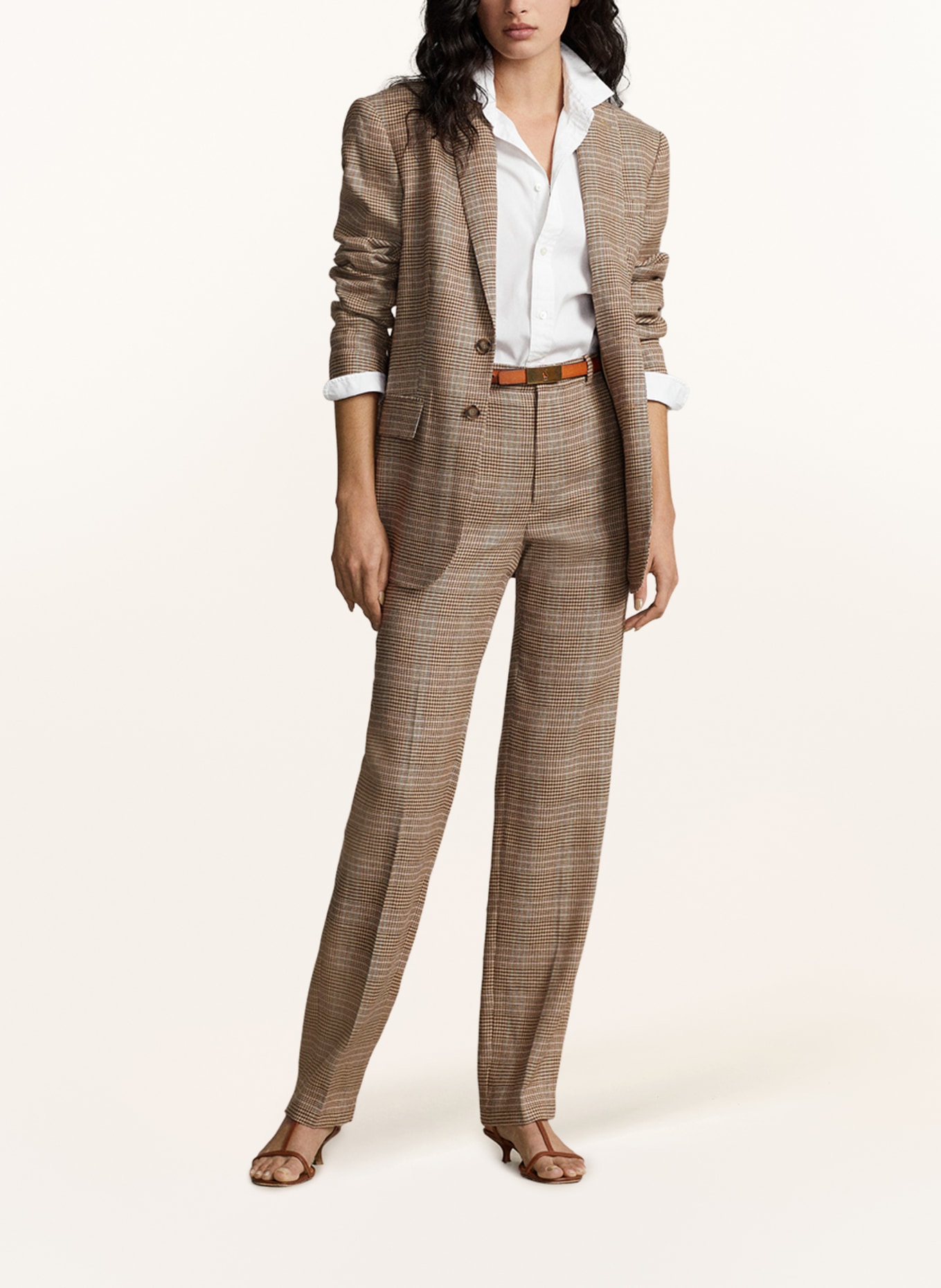 POLO RALPH LAUREN Blazer with linen, Color: DARK BROWN/ BEIGE (Image 2)
