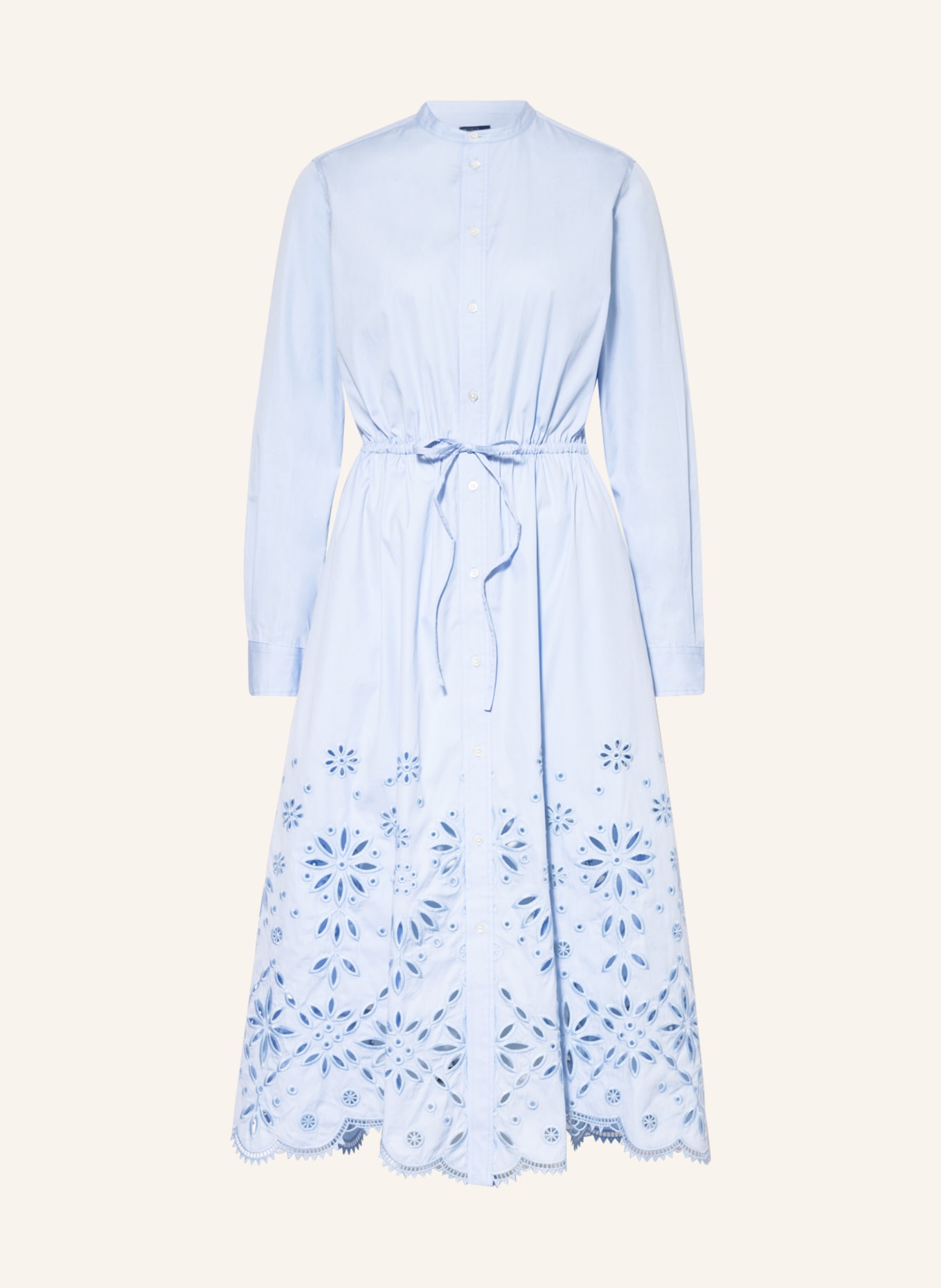 POLO RALPH LAUREN Hemdblusenkleid mit Lochstickereien, Farbe: HELLBLAU (Bild 1)