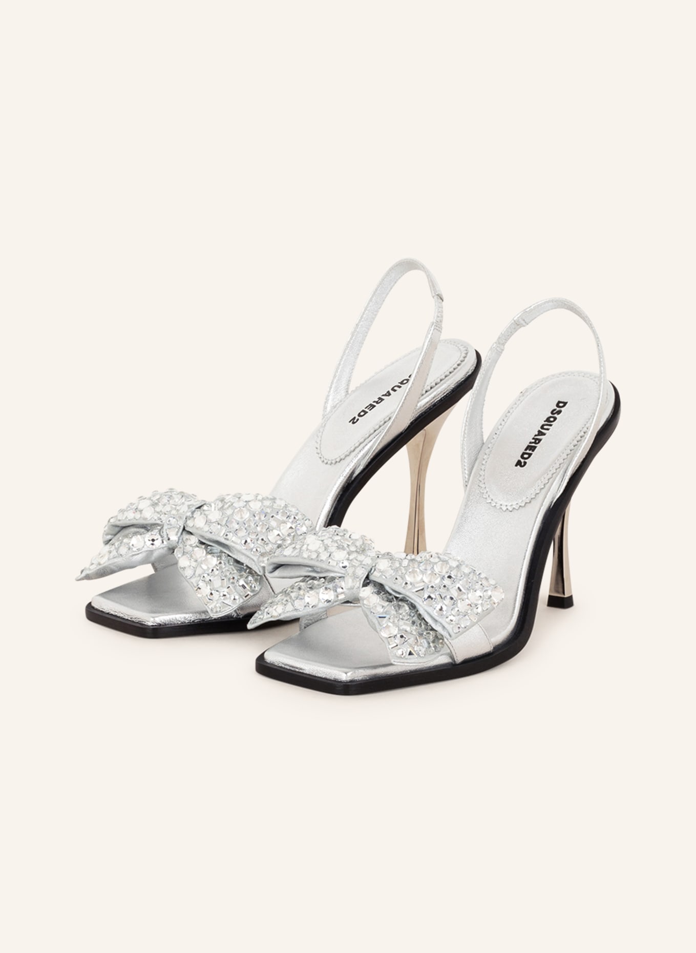 DSQUARED2 Sandals with decorative gems, Color: SILVER (Image 1)