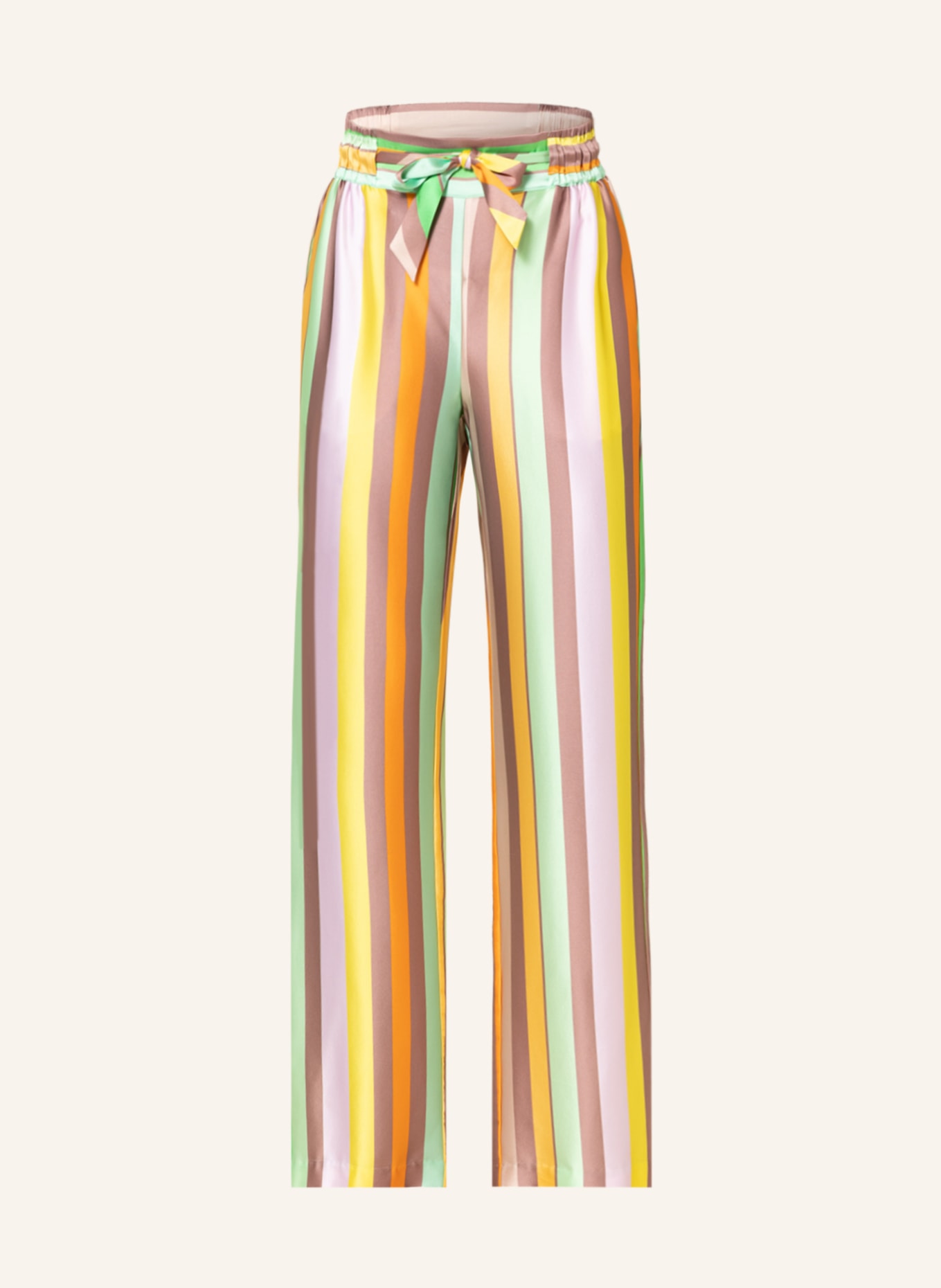 HERZEN'S ANGELEGENHEIT Wide leg trousers made of silk, Color: YELLOW/ LIGHT GREEN/ ORANGE (Image 1)