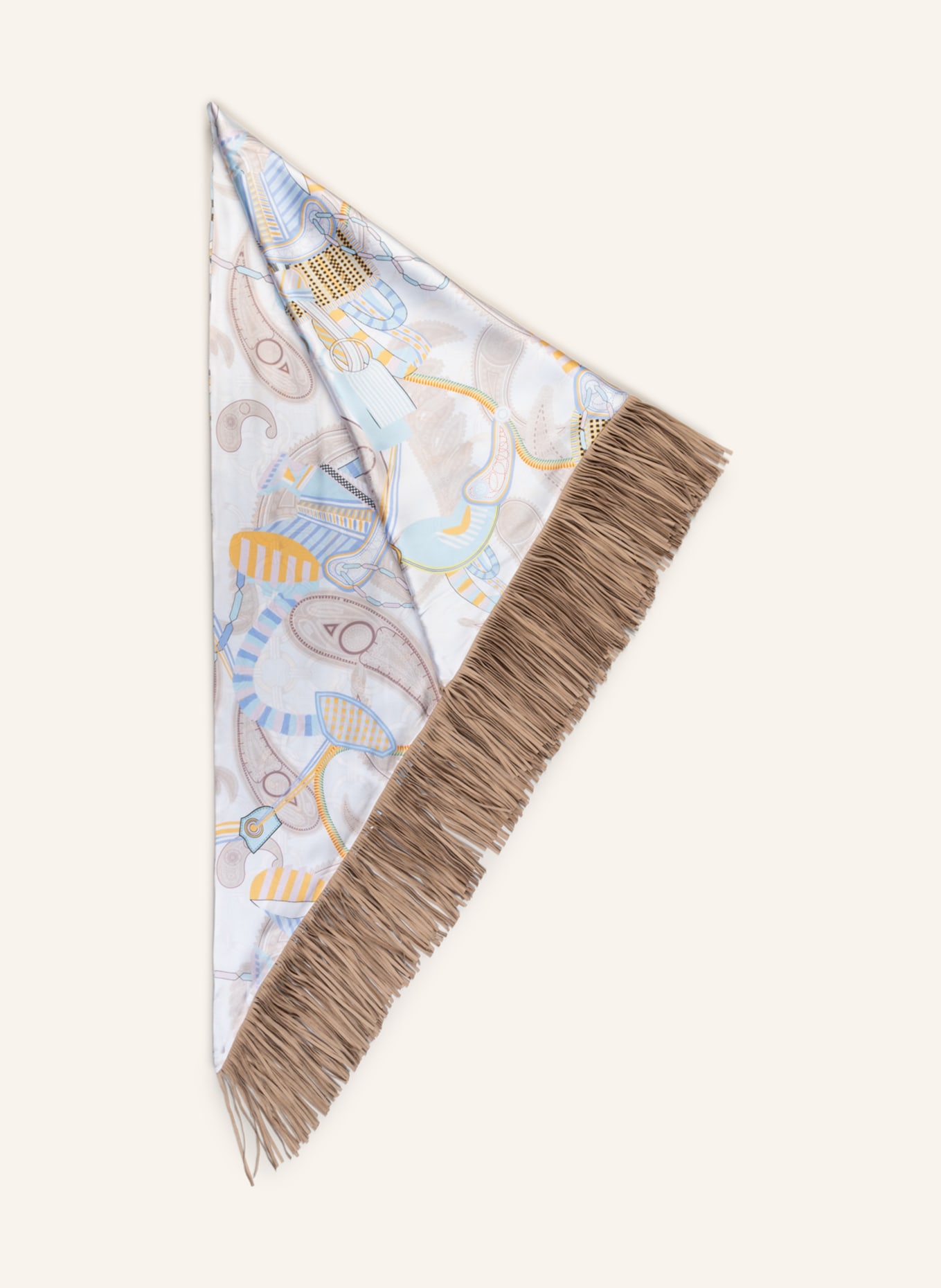HERZEN'S ANGELEGENHEIT Triangular scarf made of silk, Color: LIGHT BLUE/ WHITE/ LIGHT BROWN (Image 1)