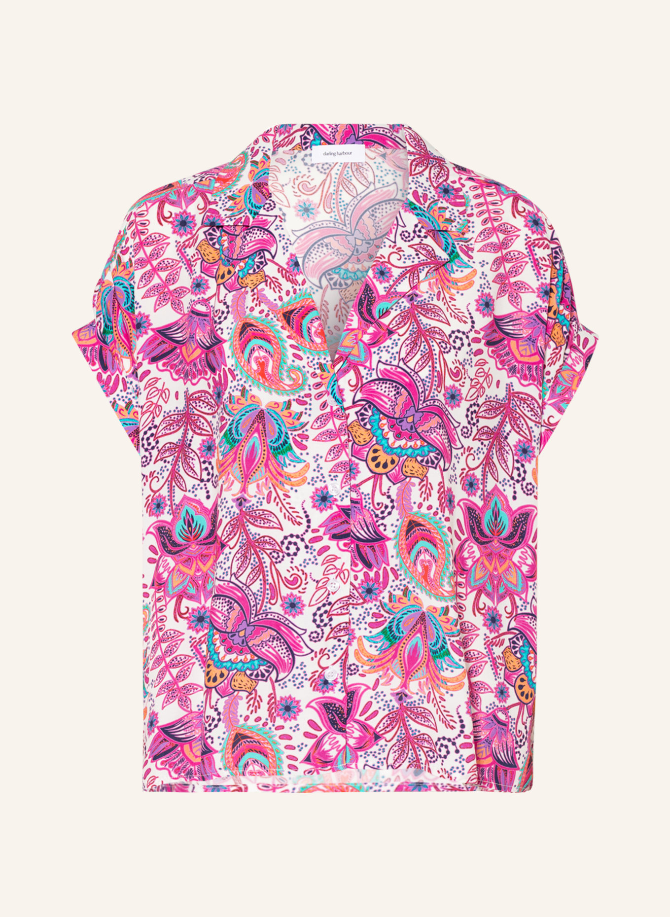 darling harbour Blouse, Color: WHITE/ FUCHSIA/ TURQUOISE (Image 1)