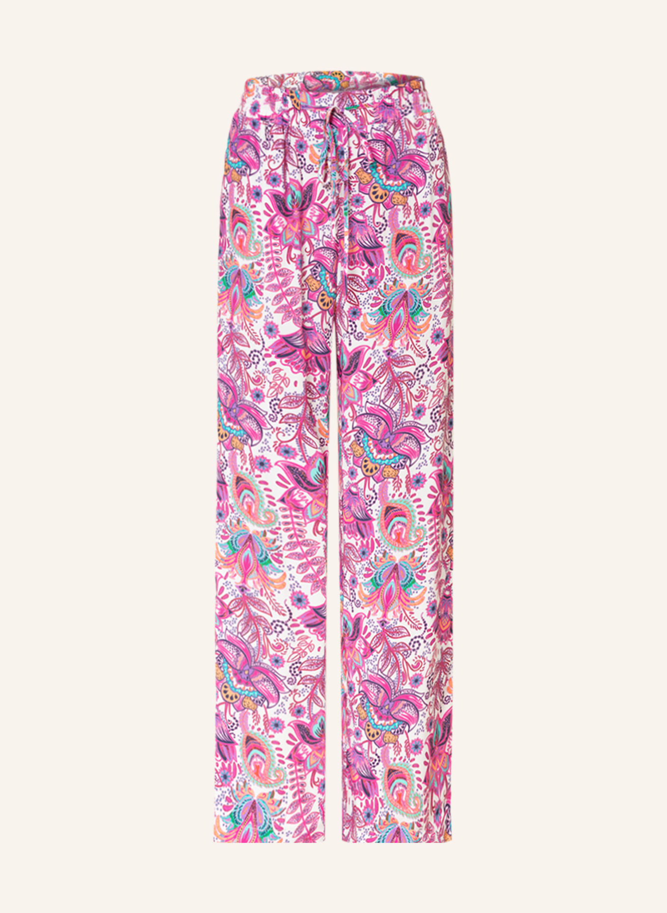 darling harbour Pants, Color: WHITE/ FUCHSIA/ TURQUOISE (Image 1)