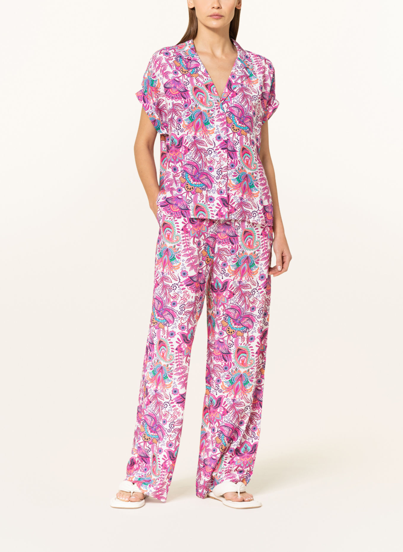 darling harbour Pants, Color: WHITE/ FUCHSIA/ TURQUOISE (Image 2)