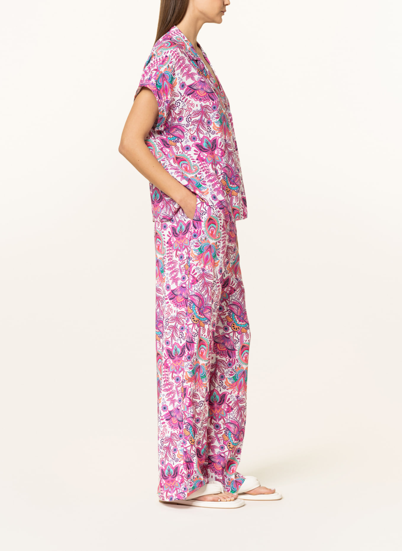 darling harbour Pants, Color: WHITE/ FUCHSIA/ TURQUOISE (Image 4)