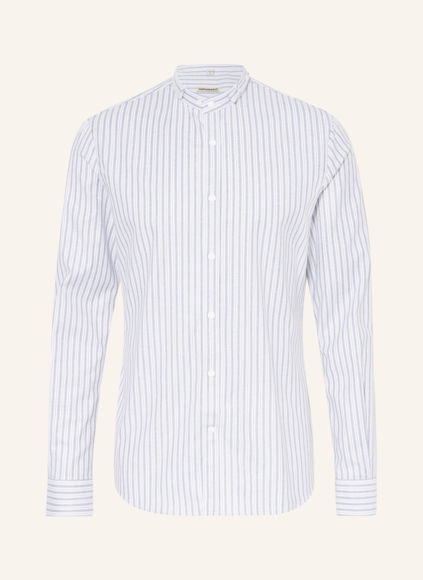 Gottseidank Trachten shirt LENZ regular fit with stand-up collar, Color: WHITE/ LIGHT PURPLE/ GREEN (Image 1)