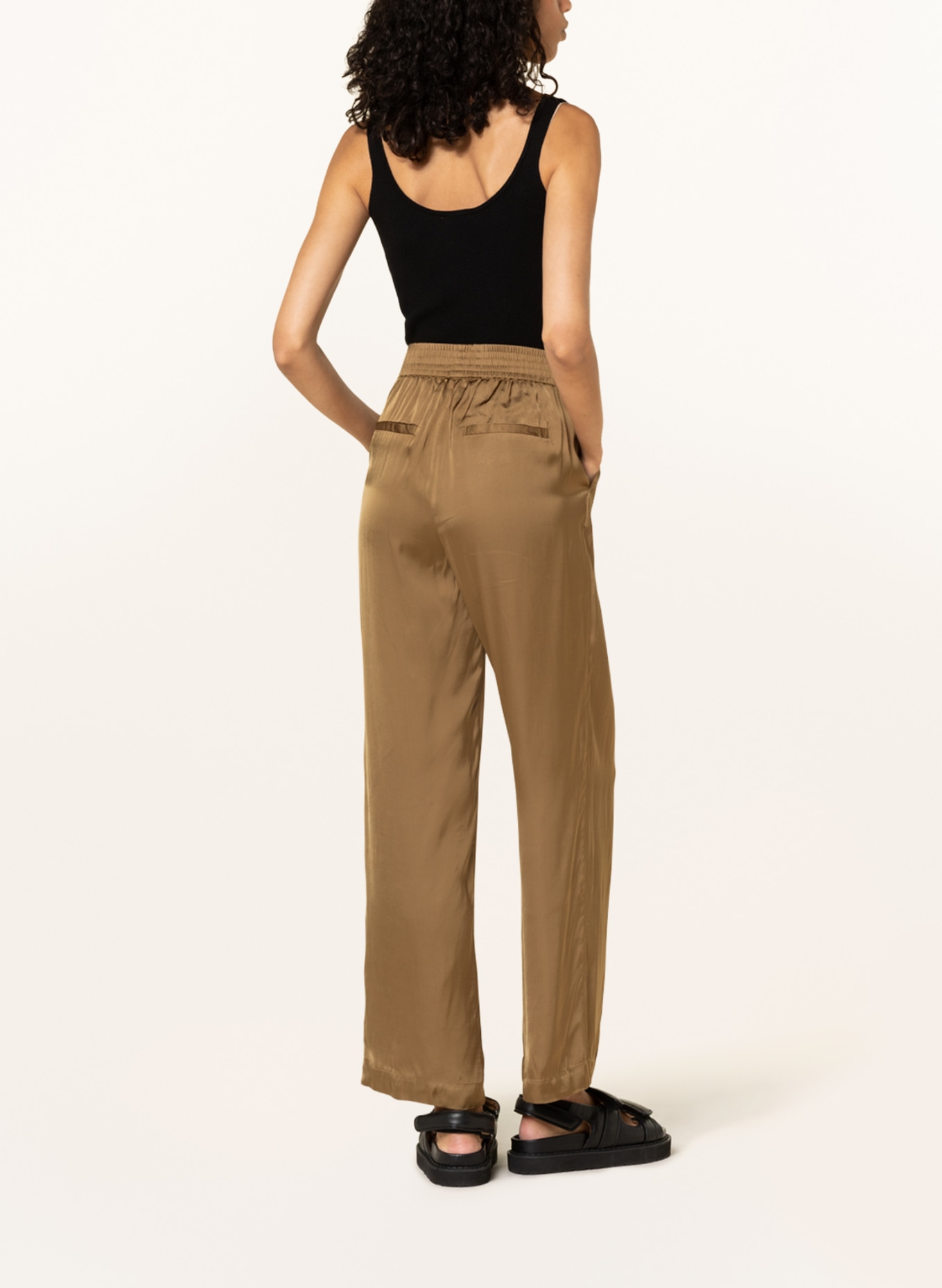 BIRGITTE HERSKIND Wide leg trousers PINKY made of satin, Color: KHAKI (Image 3)