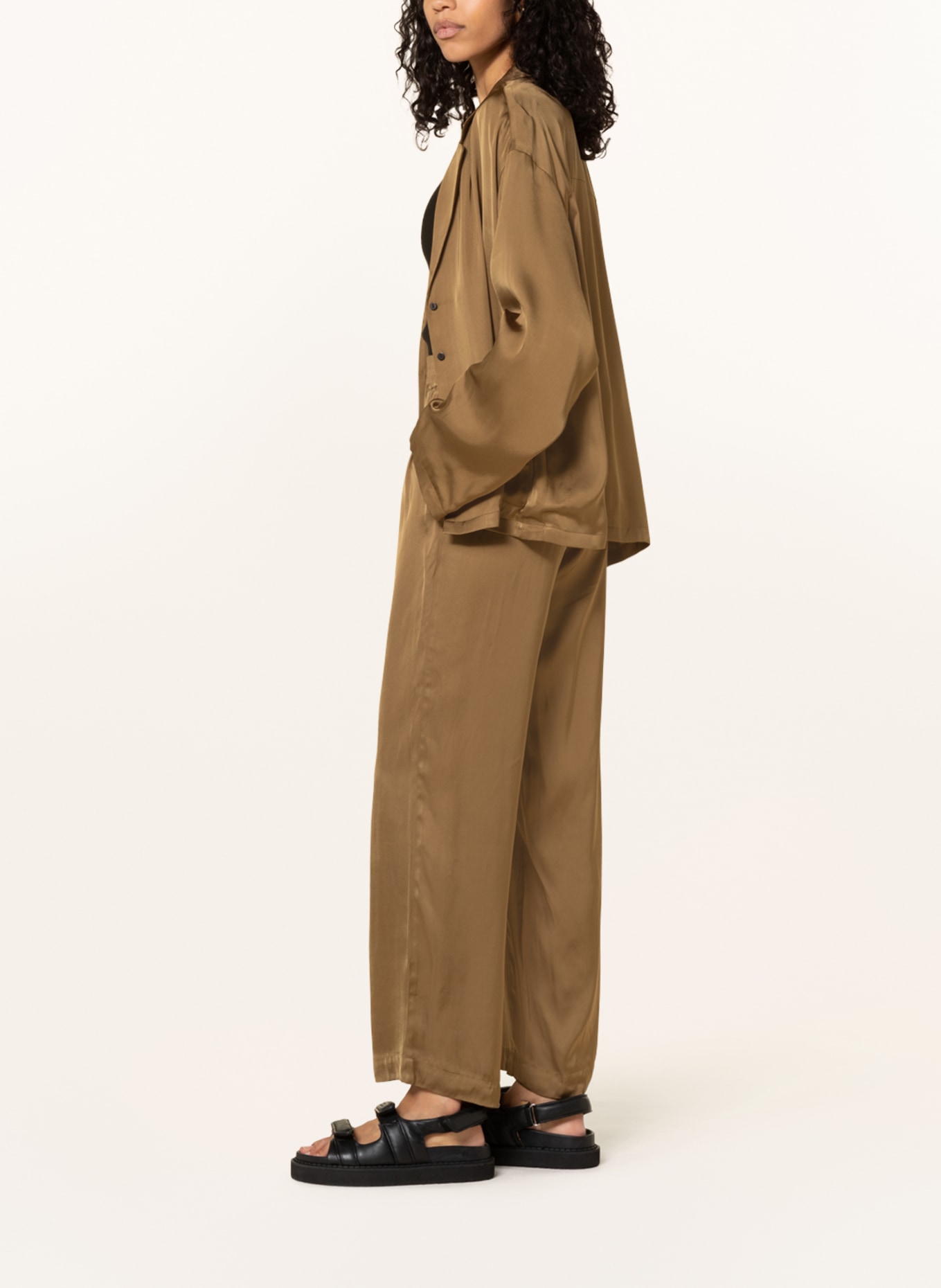 BIRGITTE HERSKIND Wide leg trousers PINKY made of satin, Color: KHAKI (Image 4)